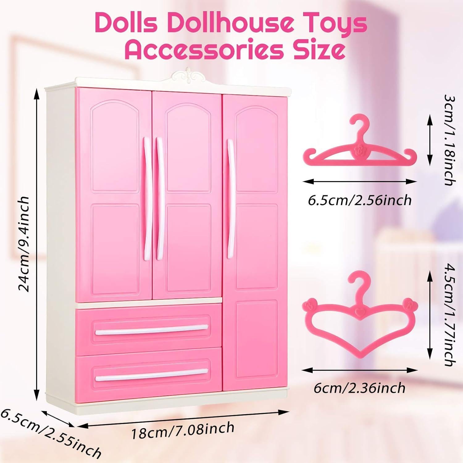Armario para muñecas Skylety con 20 perchas rosas
