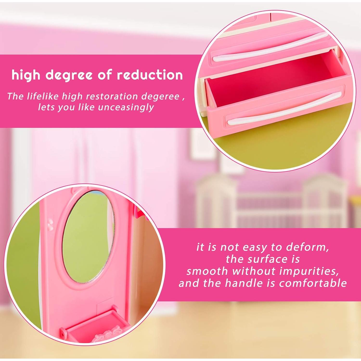 Armario para muñecas Skylety con 20 perchas rosas