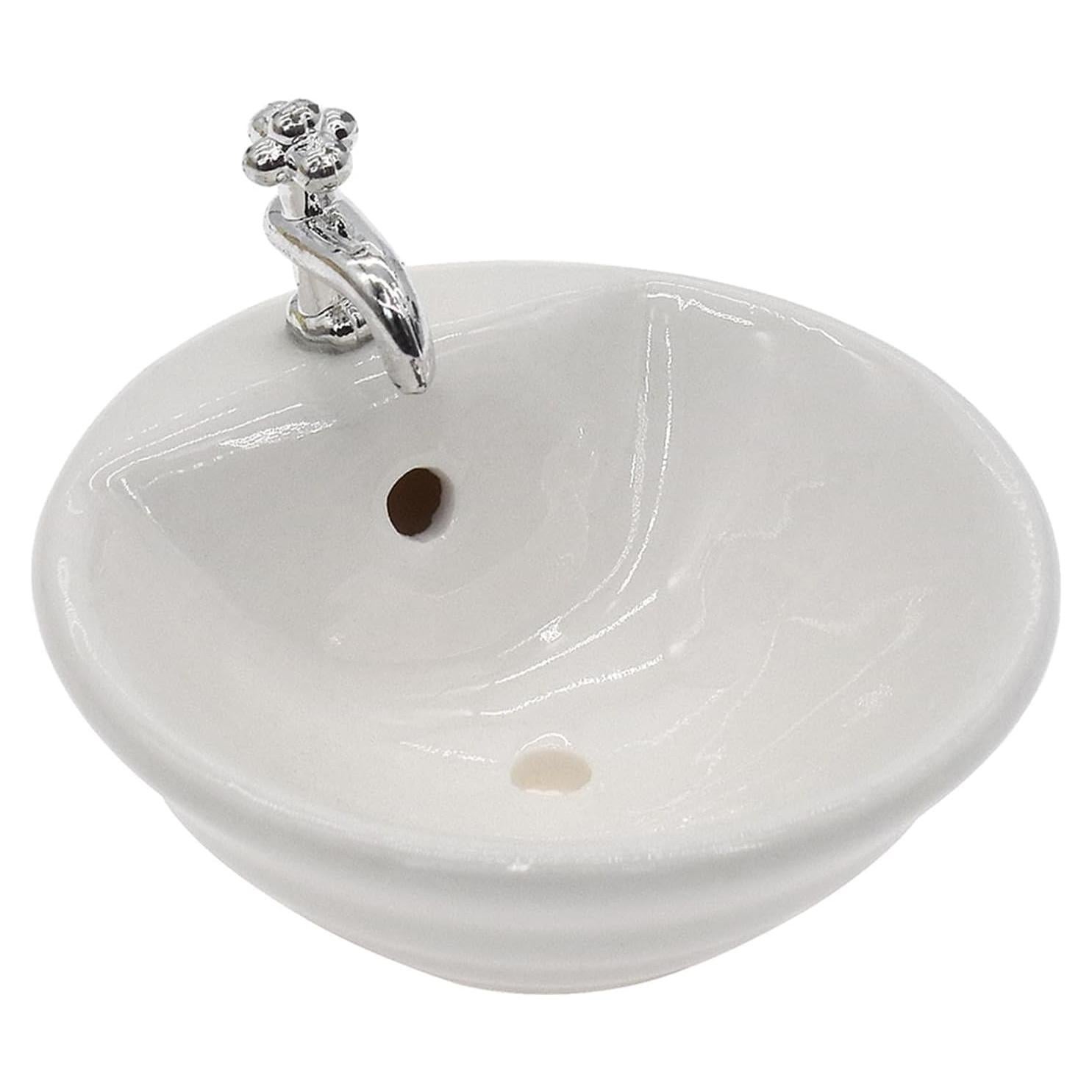 Lavabo Casa de Muñecas ZGLUZP Blanco 1:12 Redondo