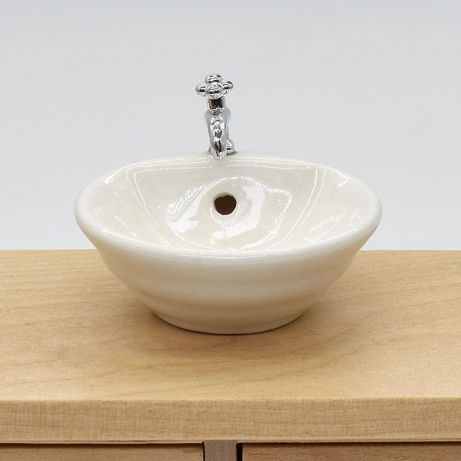 Lavabo Casa de Muñecas ZGLUZP Blanco 1:12 Redondo