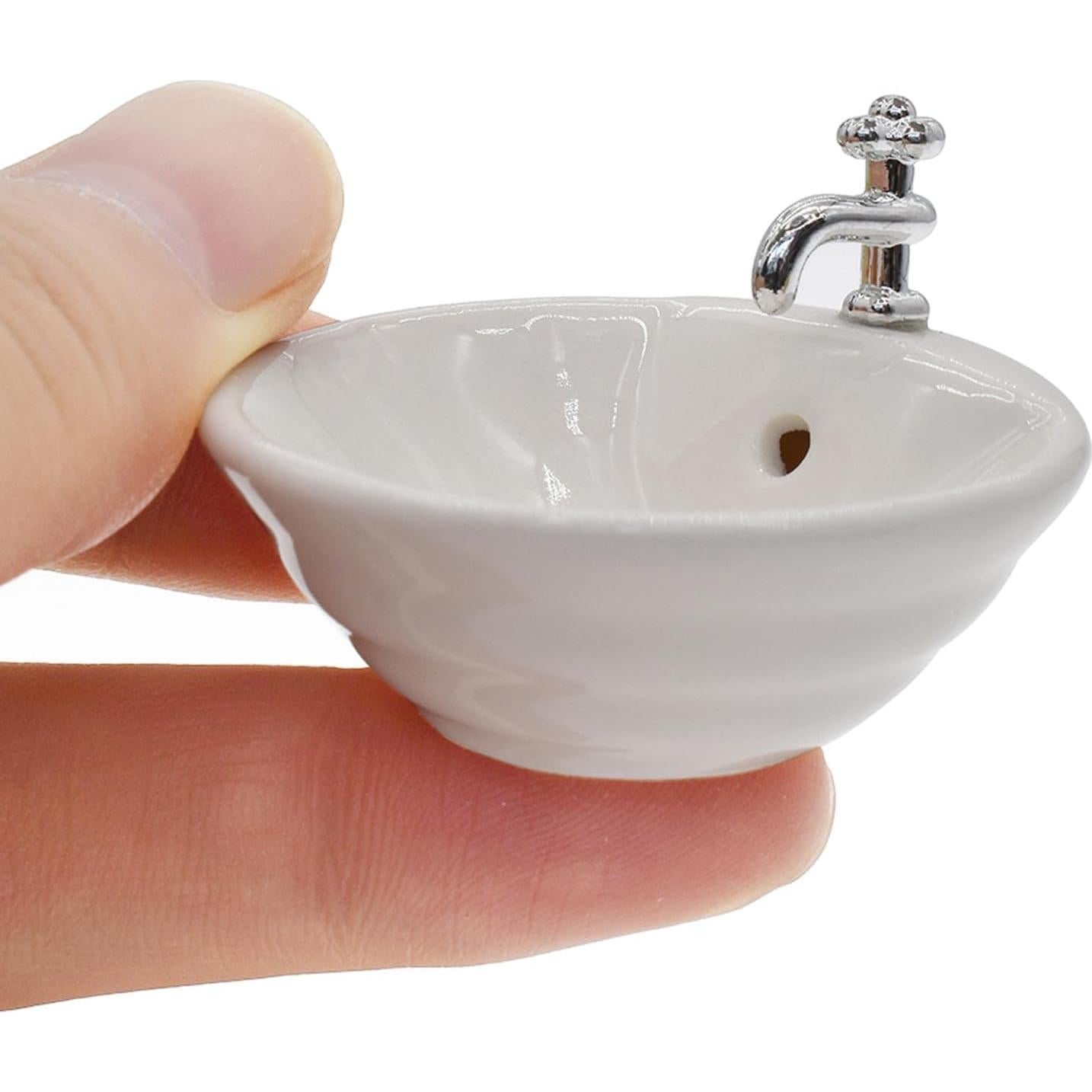 Lavabo Casa de Muñecas ZGLUZP Blanco 1:12 Redondo