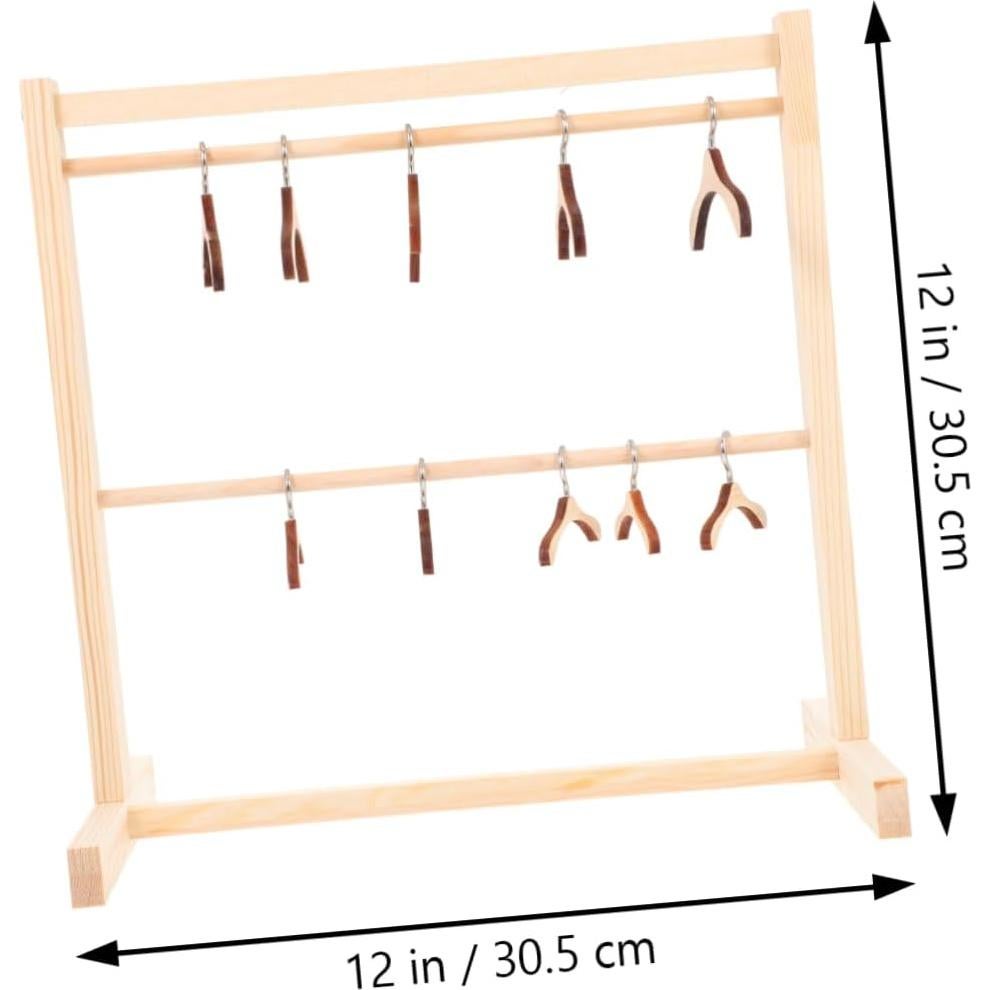 Toyvian Dollhouse Miniature Garment Rack Wall Mount Clothing Rack Mini Doll Kid Furniture Kids Clothes Hangers Pants Space Saving Felt Hangers Child Wooden Doll Storage