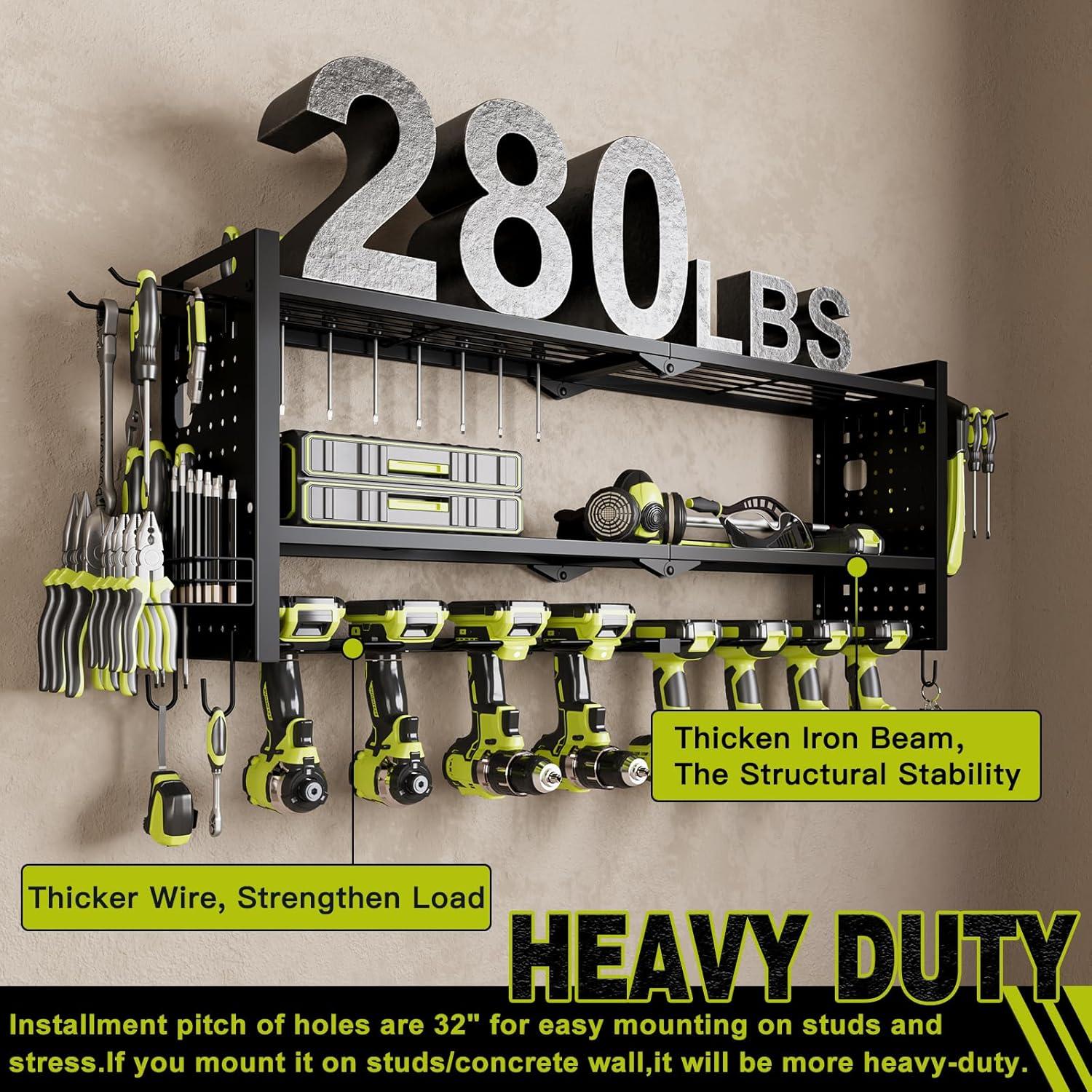 Organizador de Herramientas Montado en Pared NattyDot 3 Estantes Negro