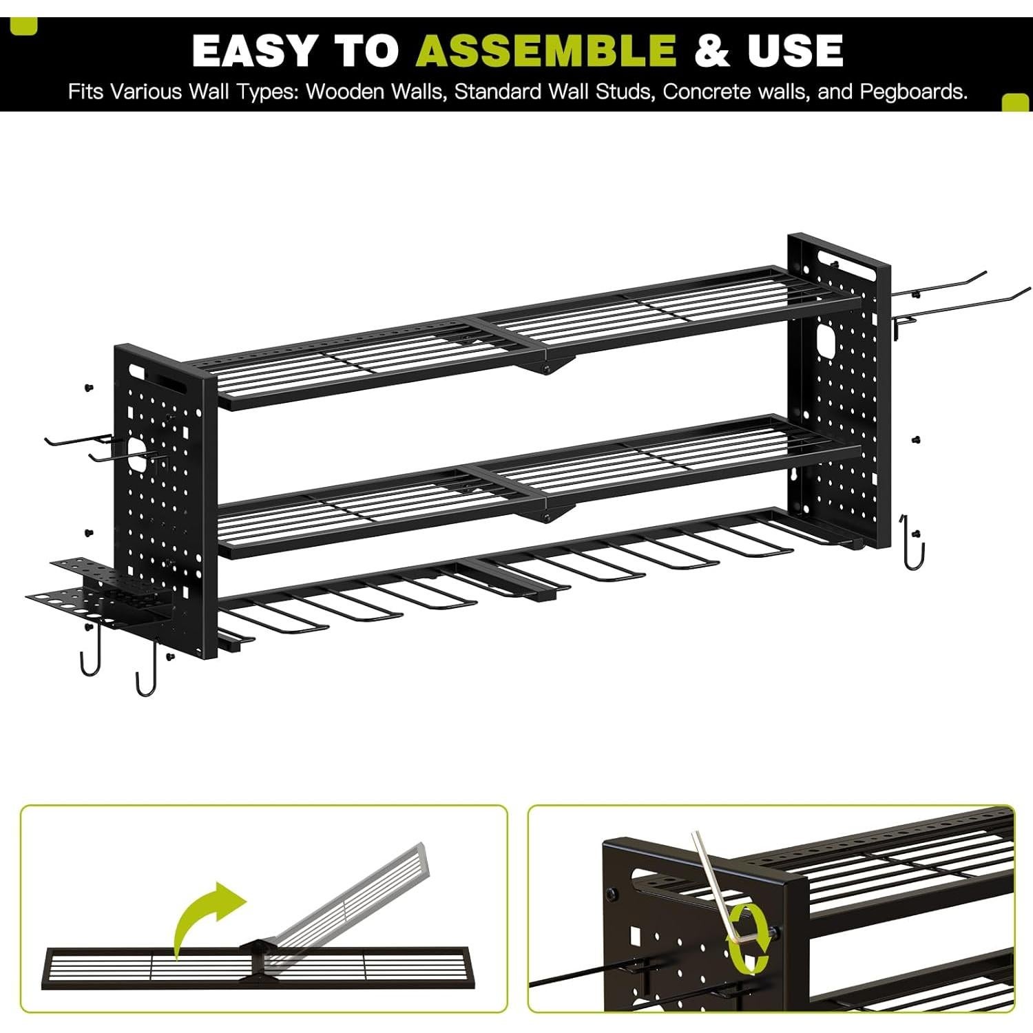 Organizador de Herramientas Montado en Pared NattyDot 3 Estantes Negro