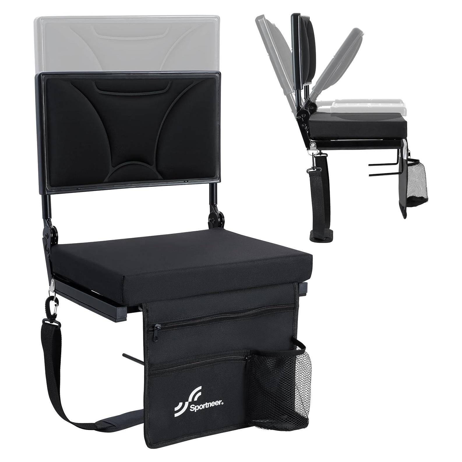 Silla Plegable Sportneer con Respaldo Ajustable y Portavasos