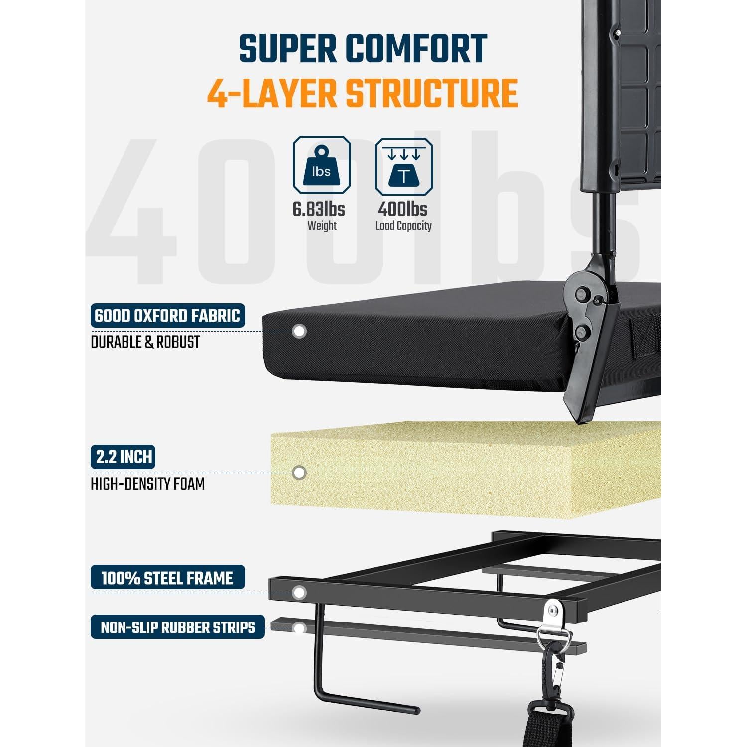 Silla Plegable Sportneer con Respaldo Ajustable y Portavasos