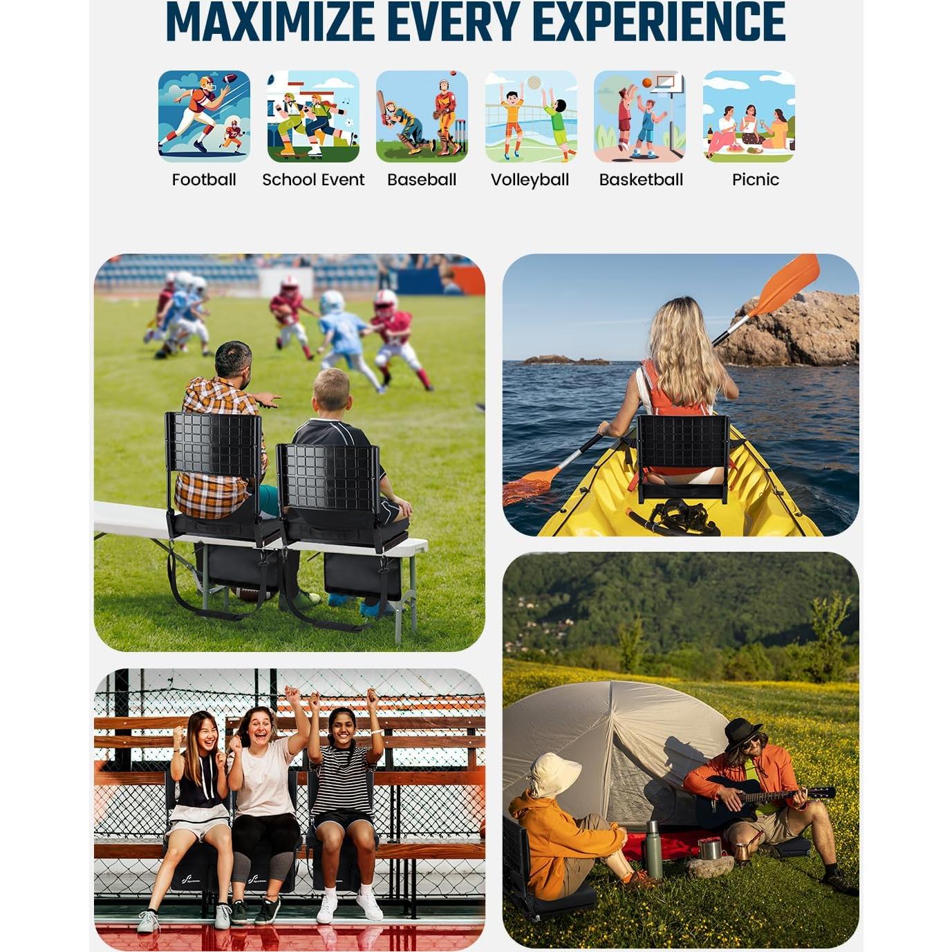 Silla Plegable Sportneer con Respaldo Ajustable y Portavasos