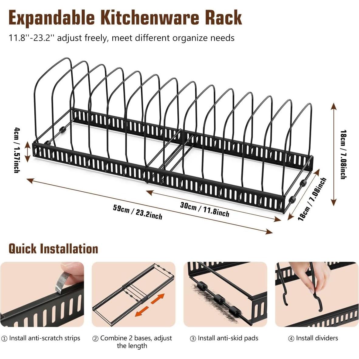 Organizador de Cocina Housolution Negro Expandible 14 Divisores