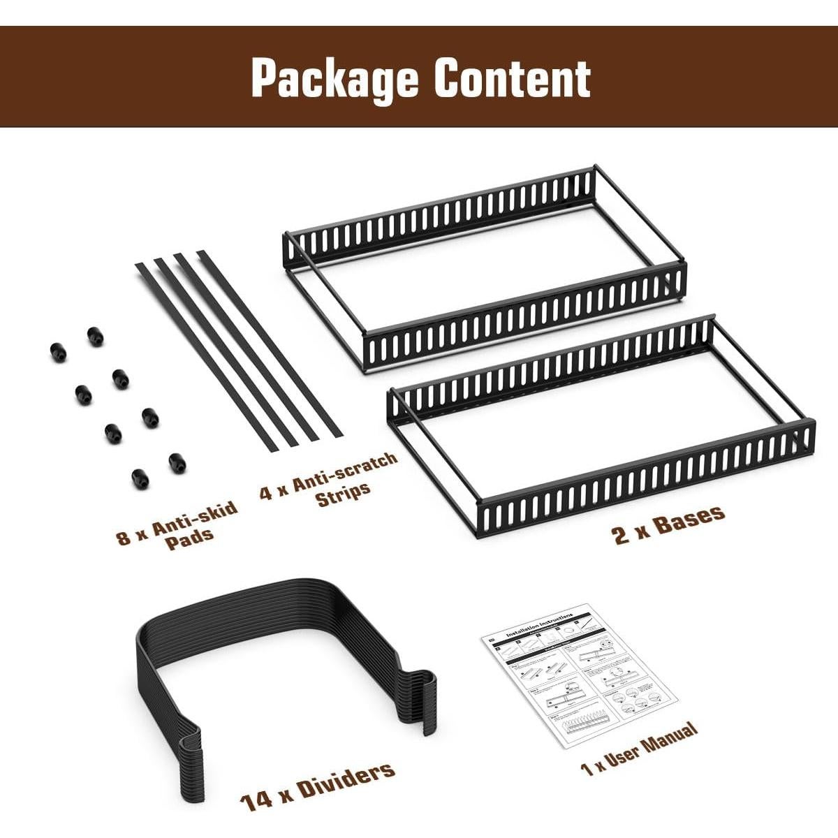 Organizador de Cocina Housolution Negro Expandible 14 Divisores