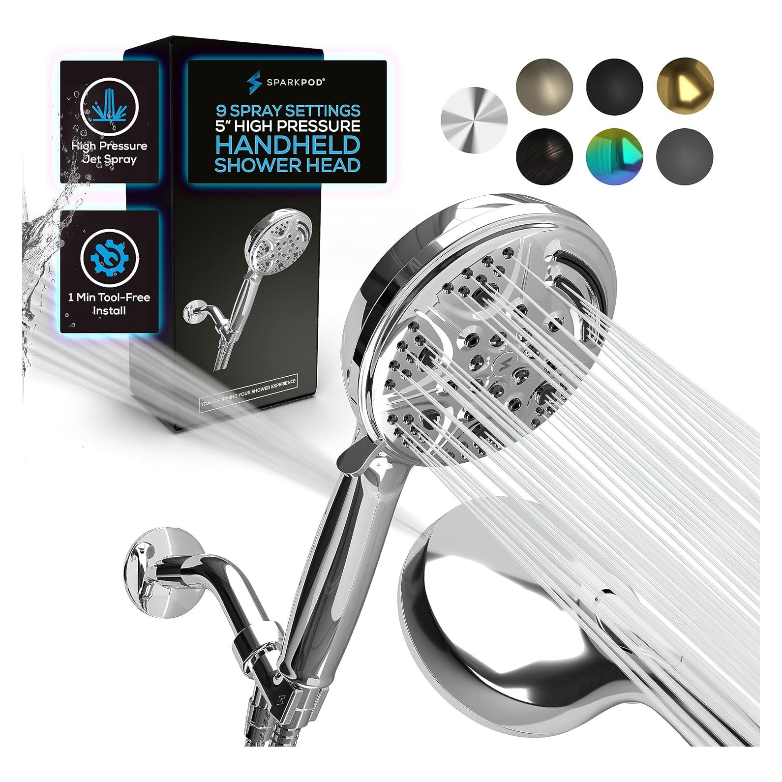 Ducha de Mano SparkPod 9 Modos Cromo Pulido 182.88 cm