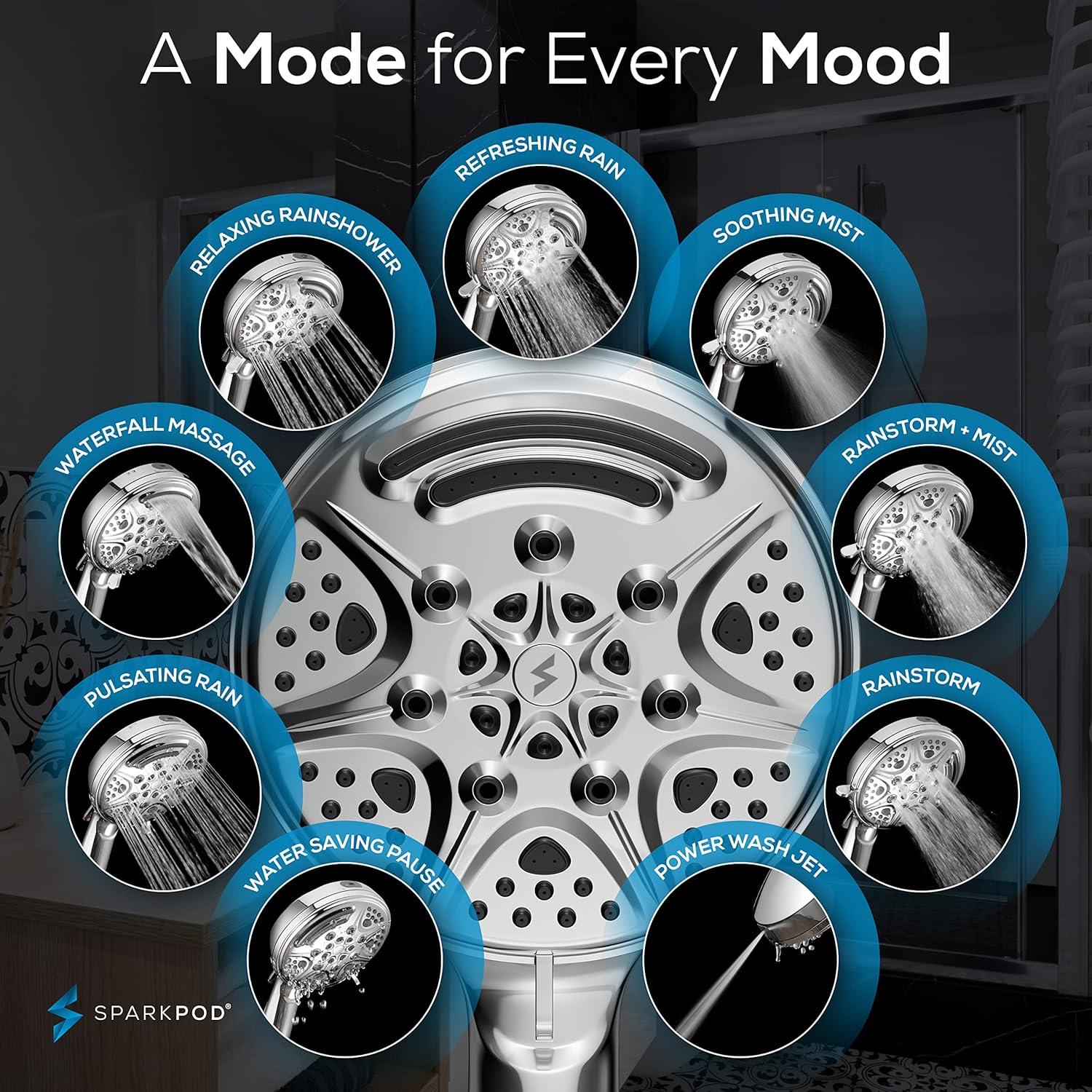 Ducha de Mano SparkPod 9 Modos Cromo Pulido 182.88 cm