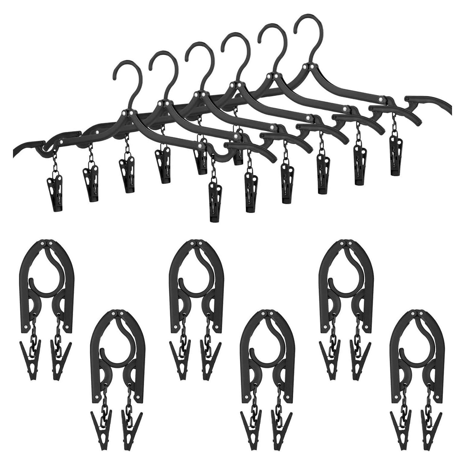 Perchas de Viaje Plegables XBUYTO 12pcs Ahorra Espacio Negro