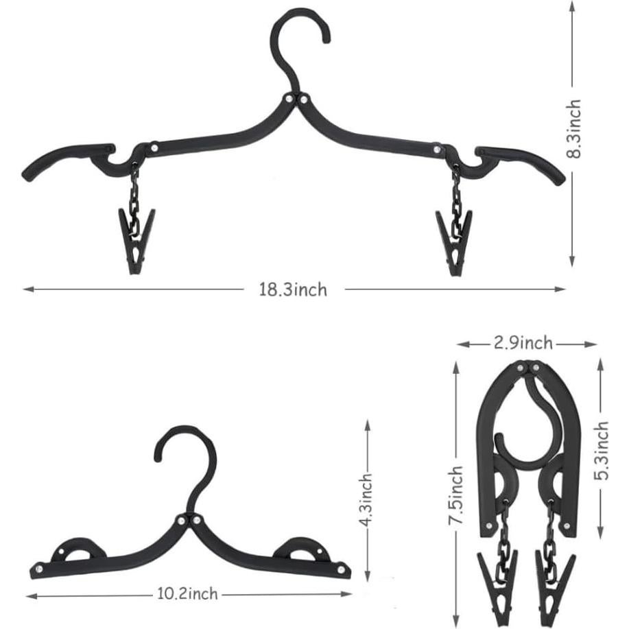 Perchas de Viaje Plegables XBUYTO 12pcs Ahorra Espacio Negro