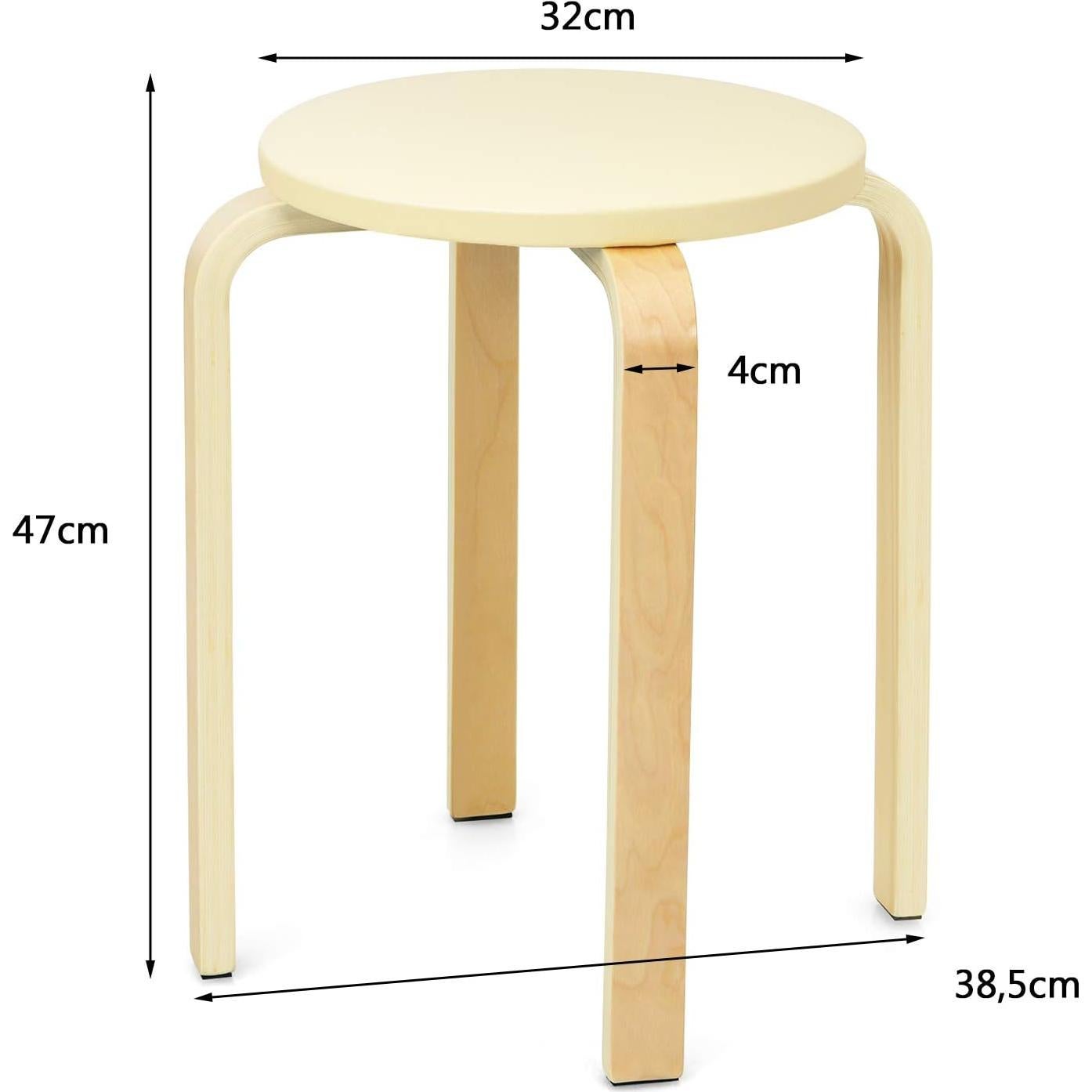 Taburetes Apilables de Madera Curvada COSTWAY - 4 Piezas 46.99 cm