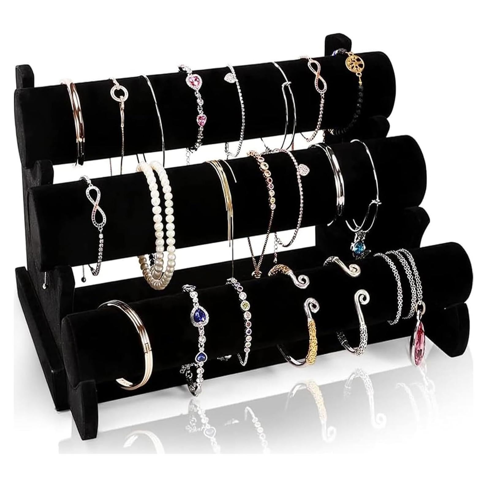 Soporte de Pulsera de Terciopelo Barelove 3 Niveles Negro