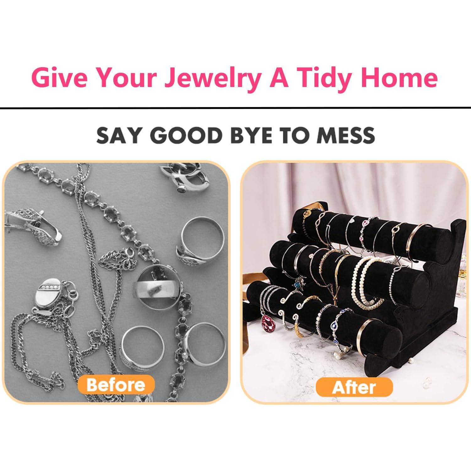 Soporte de Pulsera de Terciopelo Barelove 3 Niveles Negro