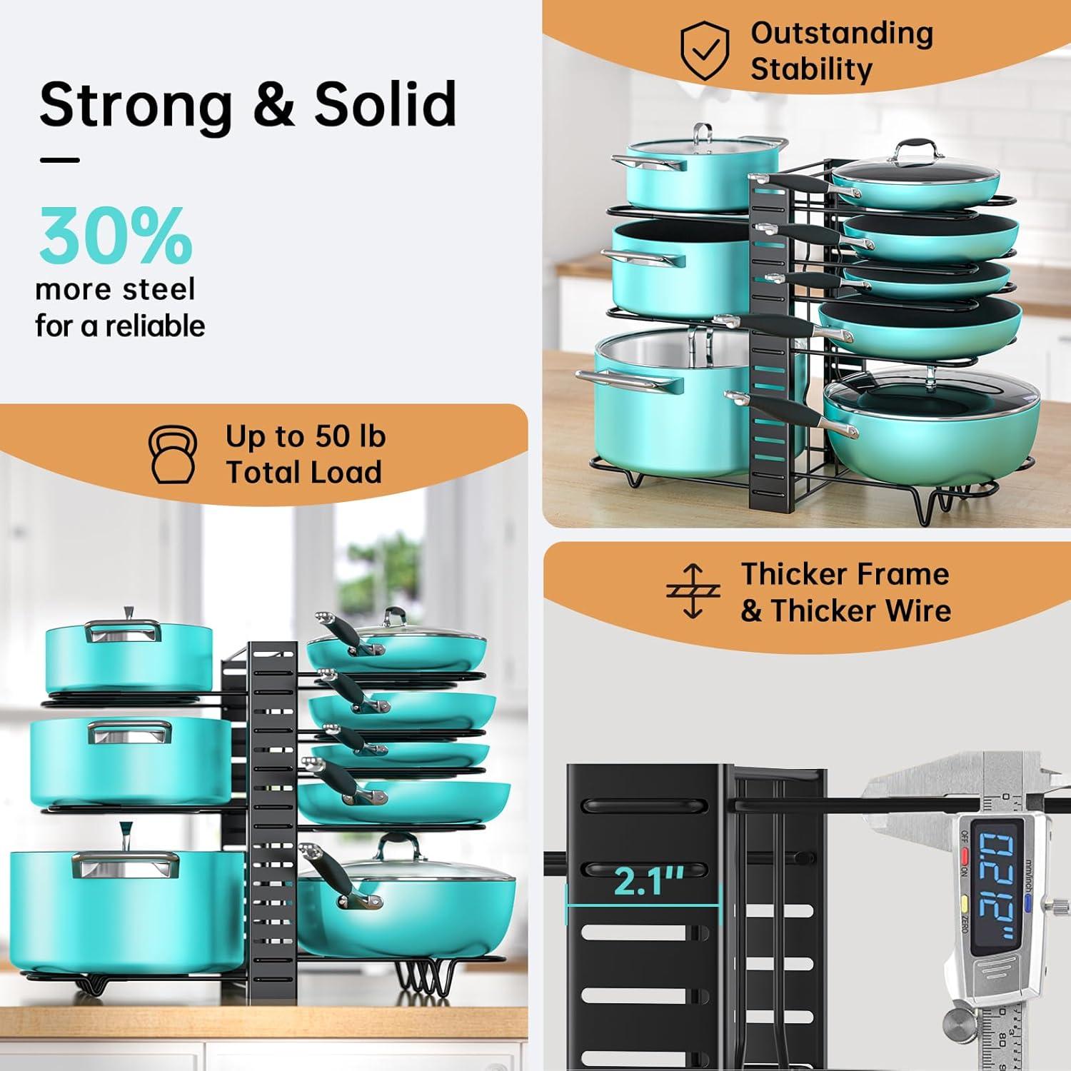 Organizador de Ollas y Sartenes MUDEELA Ajustable 8 Niveles