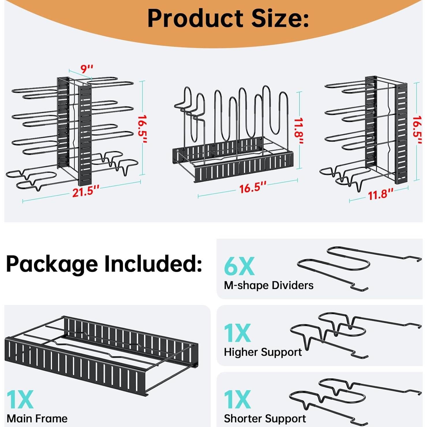 Organizador de Ollas y Sartenes MUDEELA Ajustable 8 Niveles