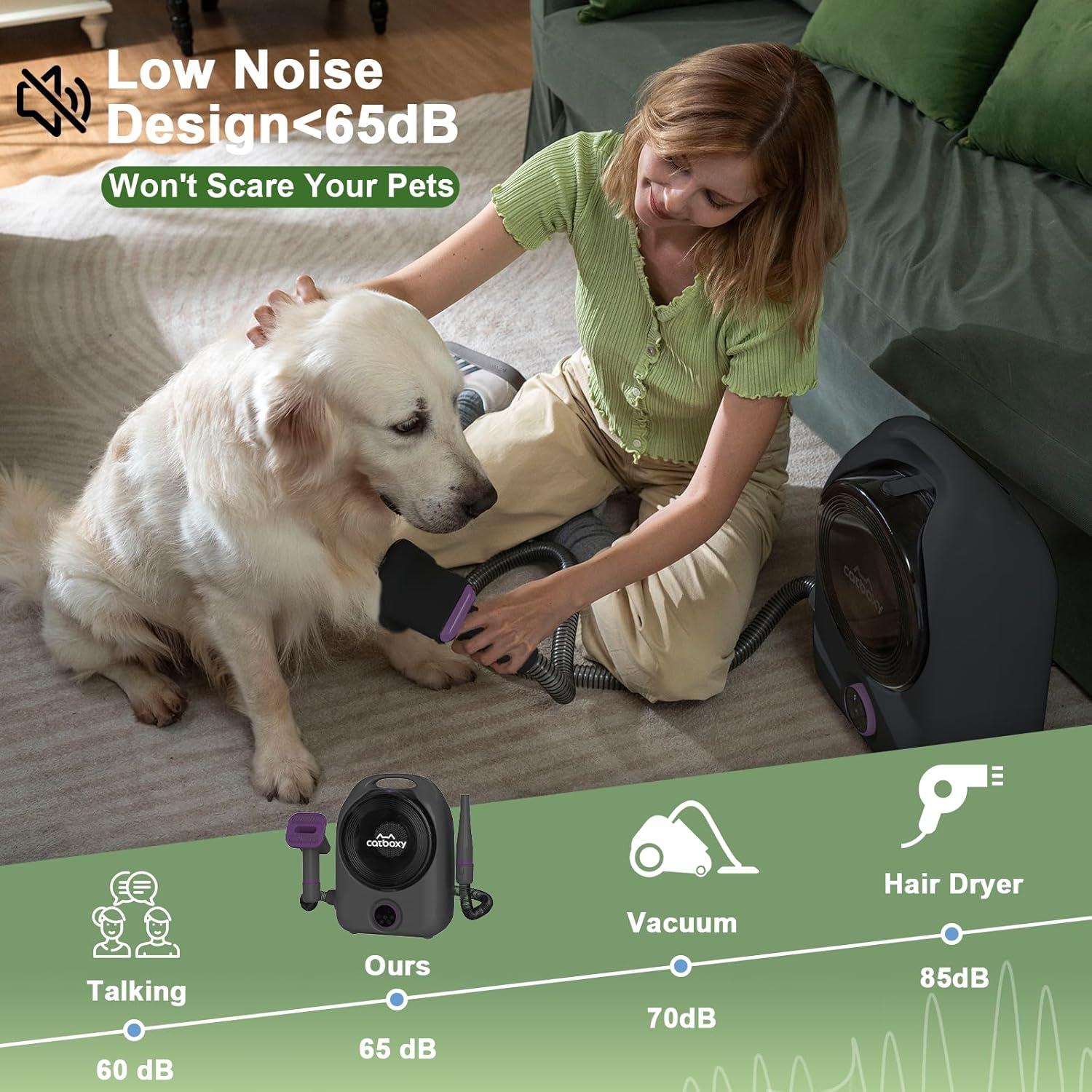 Aspiradora y Secador para Perros Catboxy 5 en 1 Púrpura