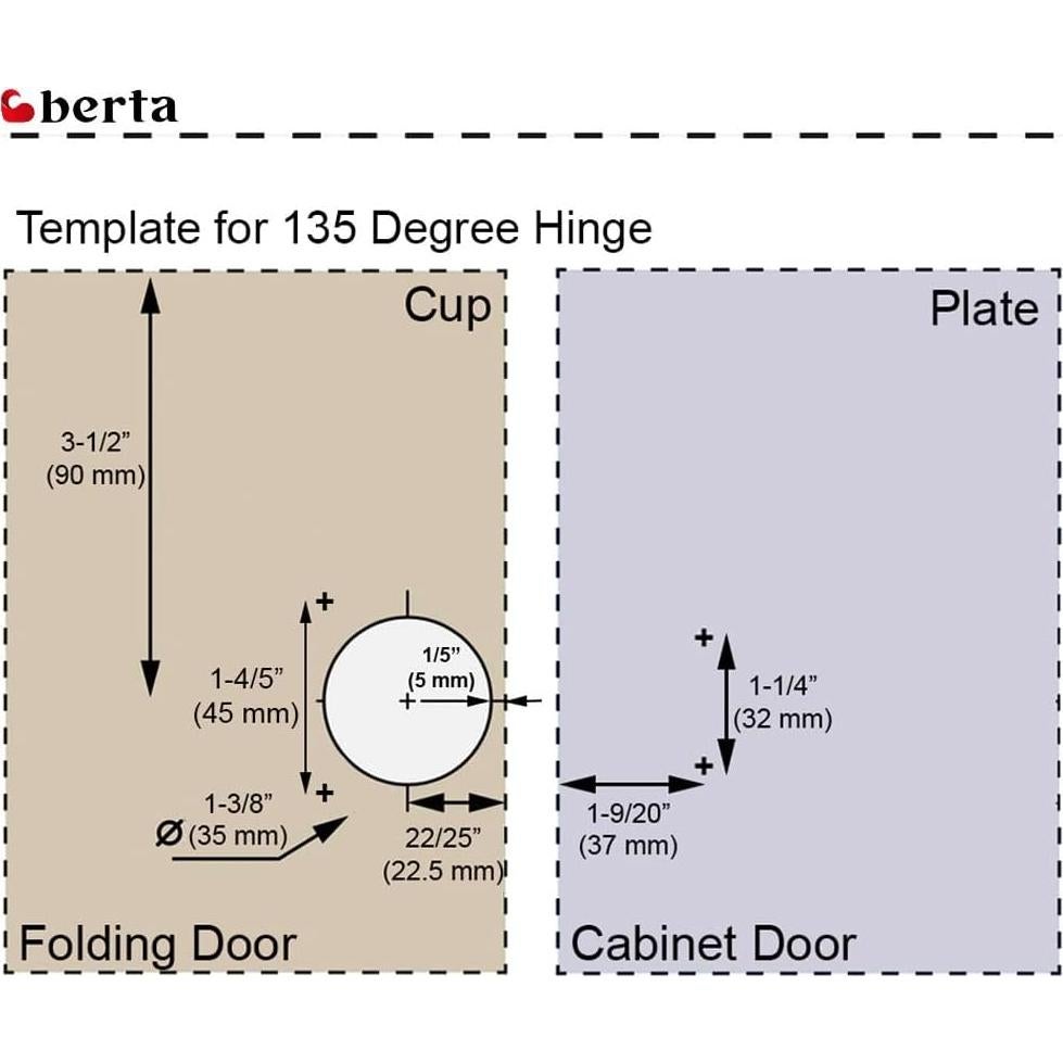 Bisagra Berta 135° Superpuesta Total Oculta para Gabinete