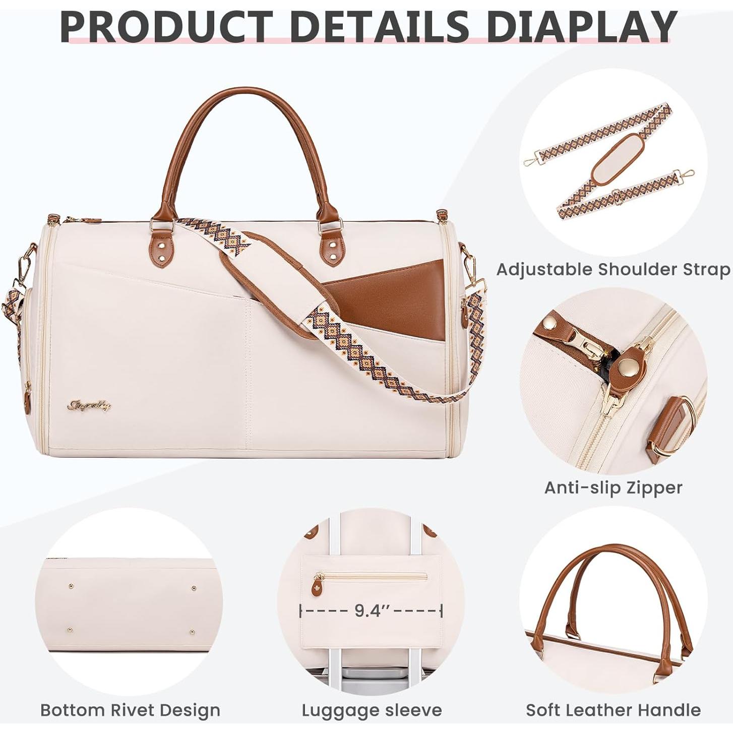 Bolsa de viaje 2 en 1 Joyrally para ropa y zapatos - Beige