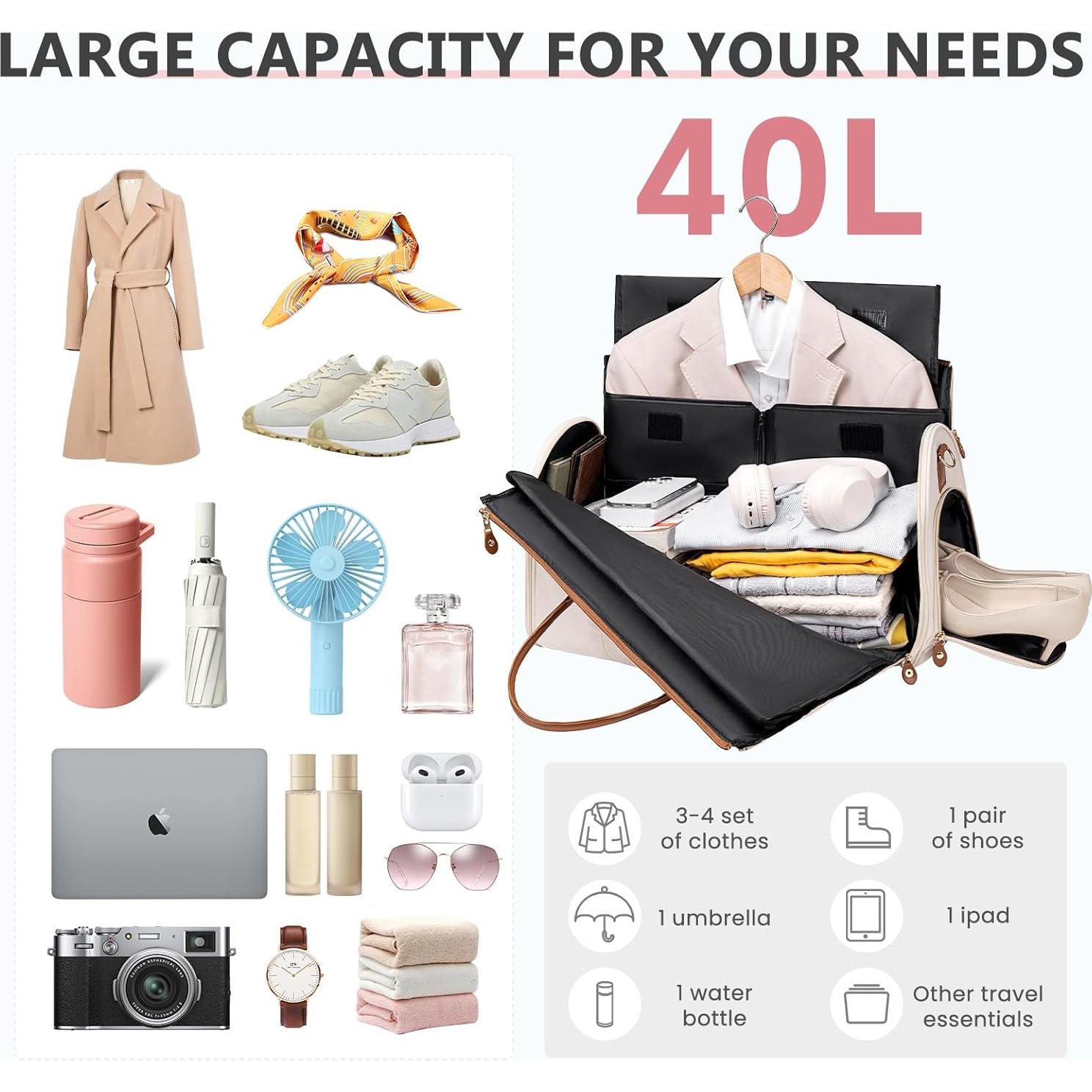 Bolsa de viaje 2 en 1 Joyrally para ropa y zapatos - Beige