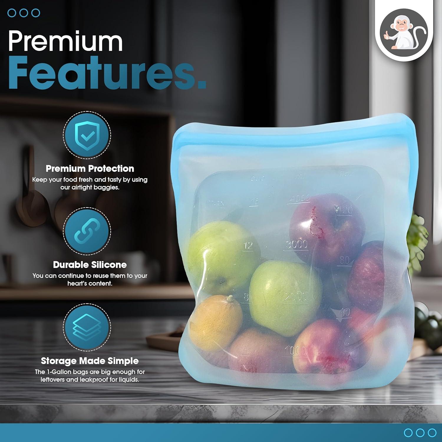 Bolsa de Silicona Reutilizable XXL Mono Albino 3.78L Azul