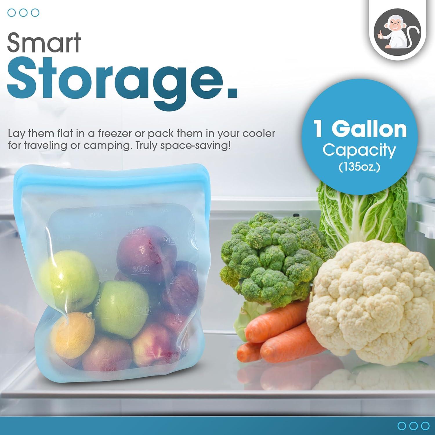 Bolsa de Silicona Reutilizable XXL Mono Albino 3.78L Azul