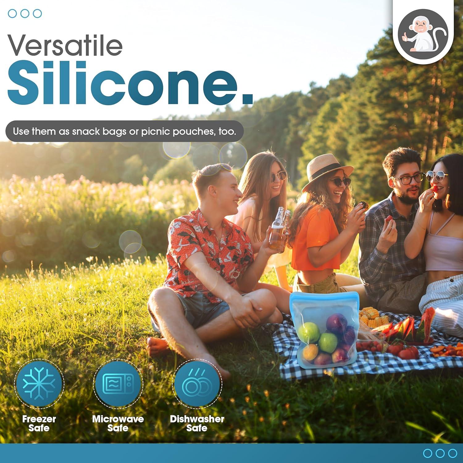 Bolsa de Silicona Reutilizable XXL Mono Albino 3.78L Azul