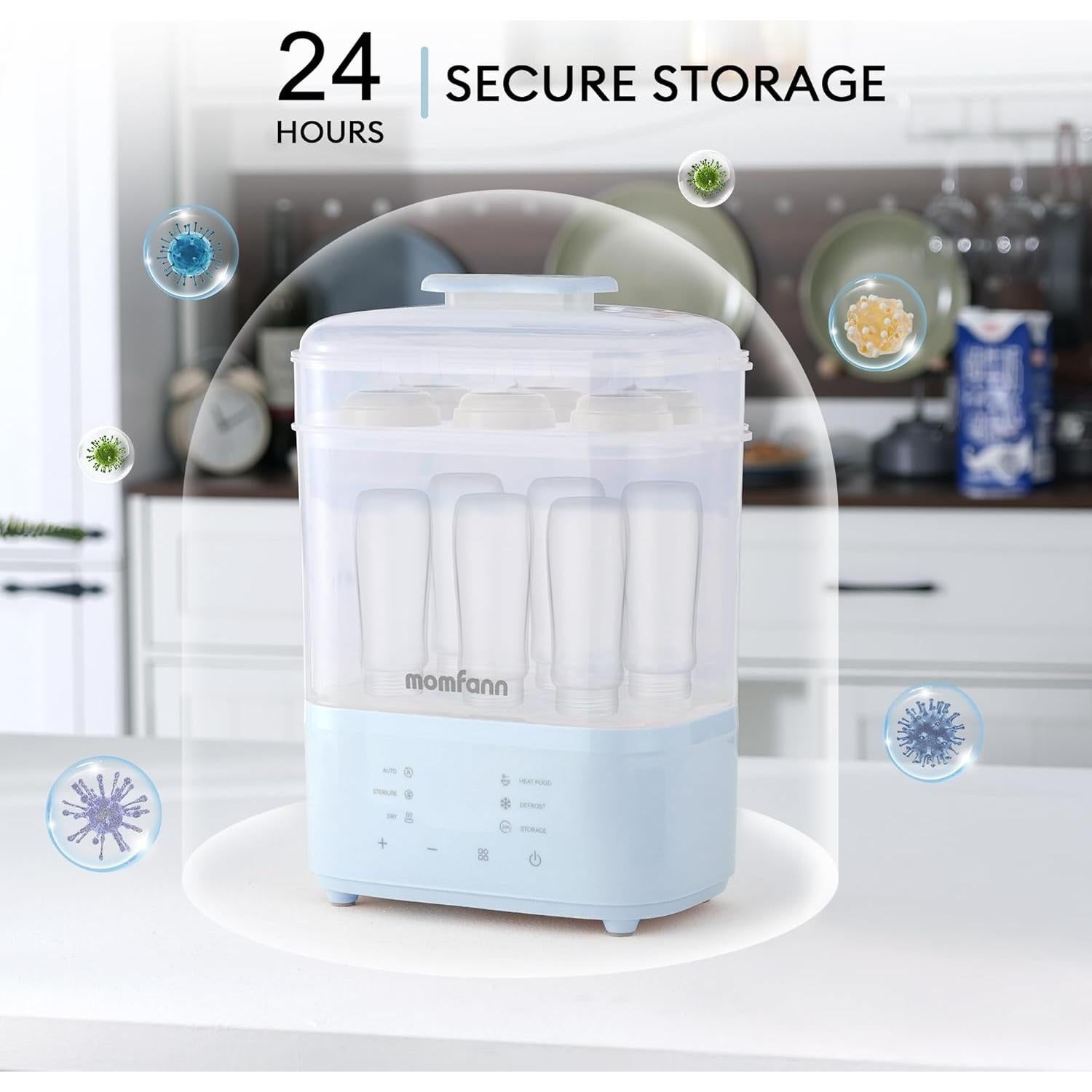 Esterilizador y Secador de Botellas Momfann 8 en 1 Azul