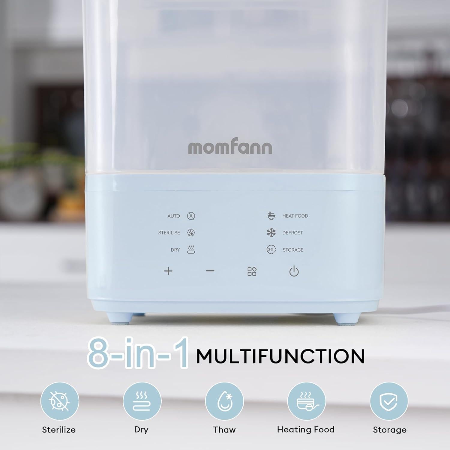 Esterilizador y Secador de Botellas Momfann 8 en 1 Azul