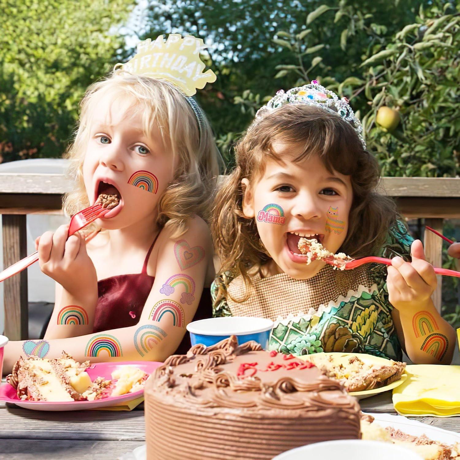 Tatuajes Temporales Arcoíris Pastel 96 Piezas MeoIsDaBest