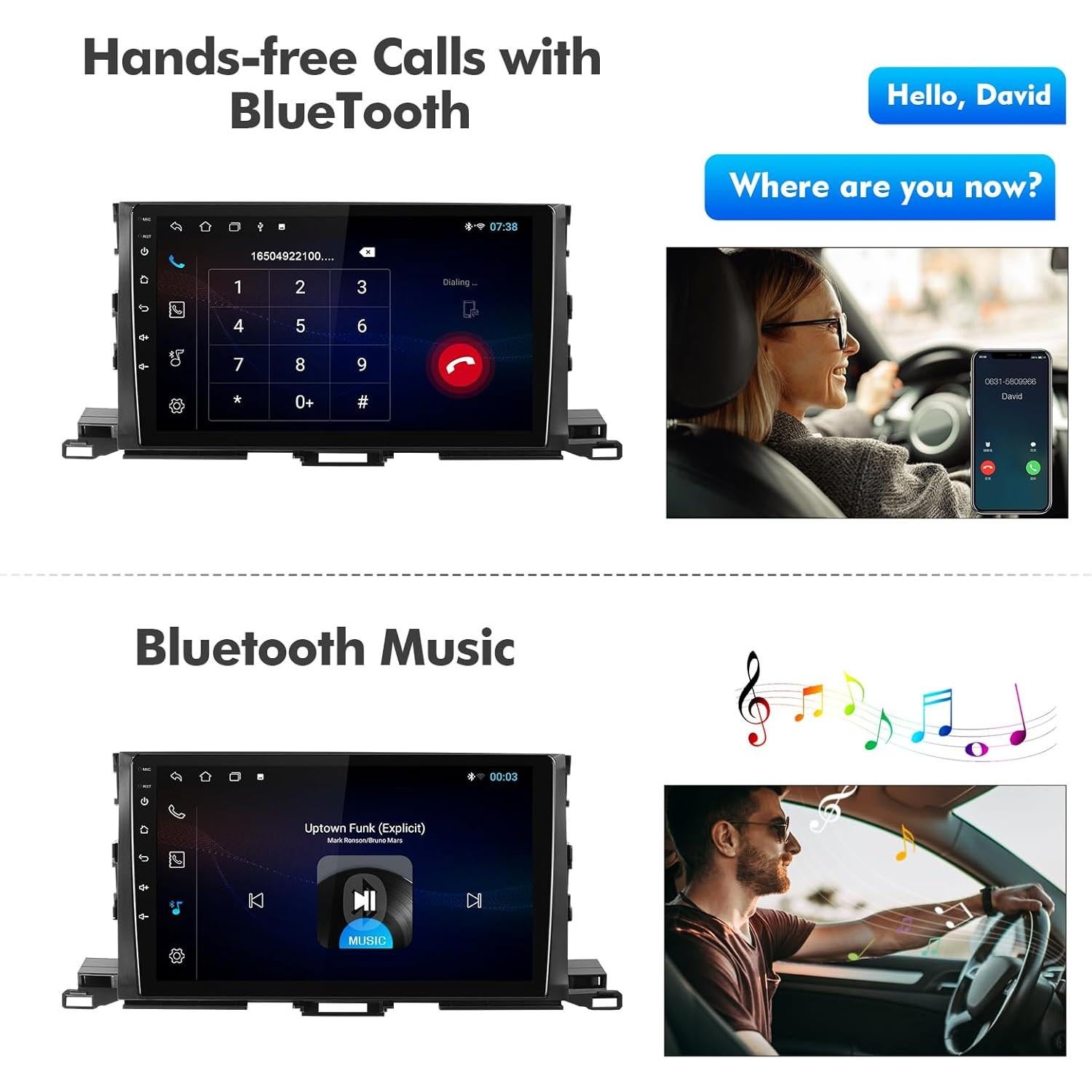Estéreo de Coche FeirTon Android 12 10.1" Doble Din Toyota Highlander 2014-2019