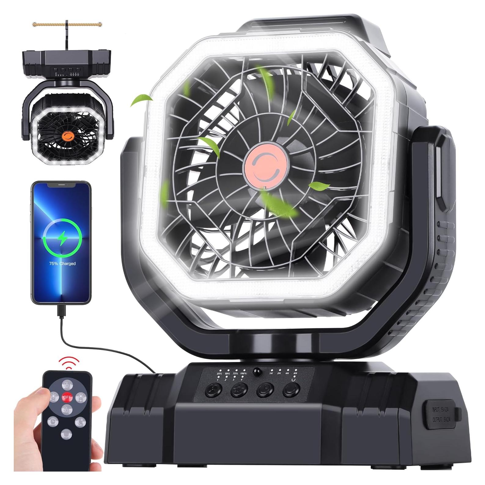 Ventilador Portátil Recargable AVV 20000mAh con Control Remoto