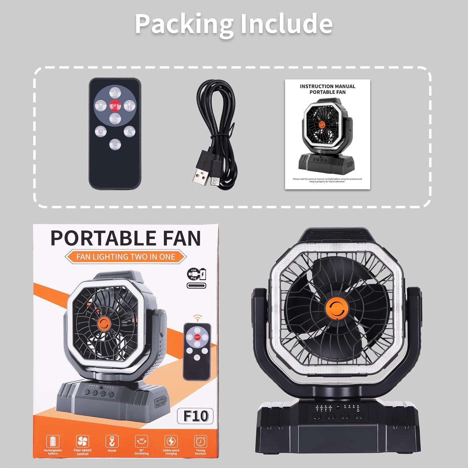 Ventilador Portátil Recargable AVV 20000mAh con Control Remoto