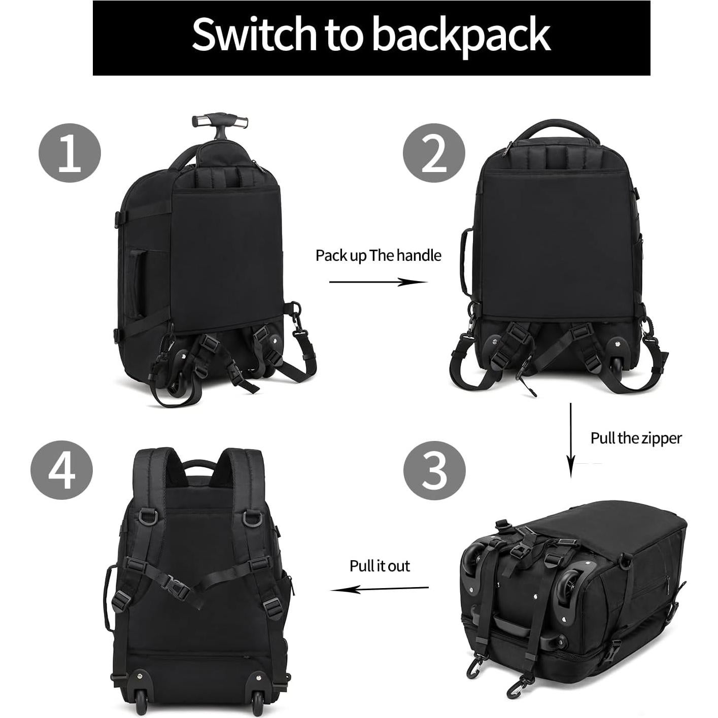 Mochila Rodante Asenlin 40L Resistente al Agua para Laptop 17"