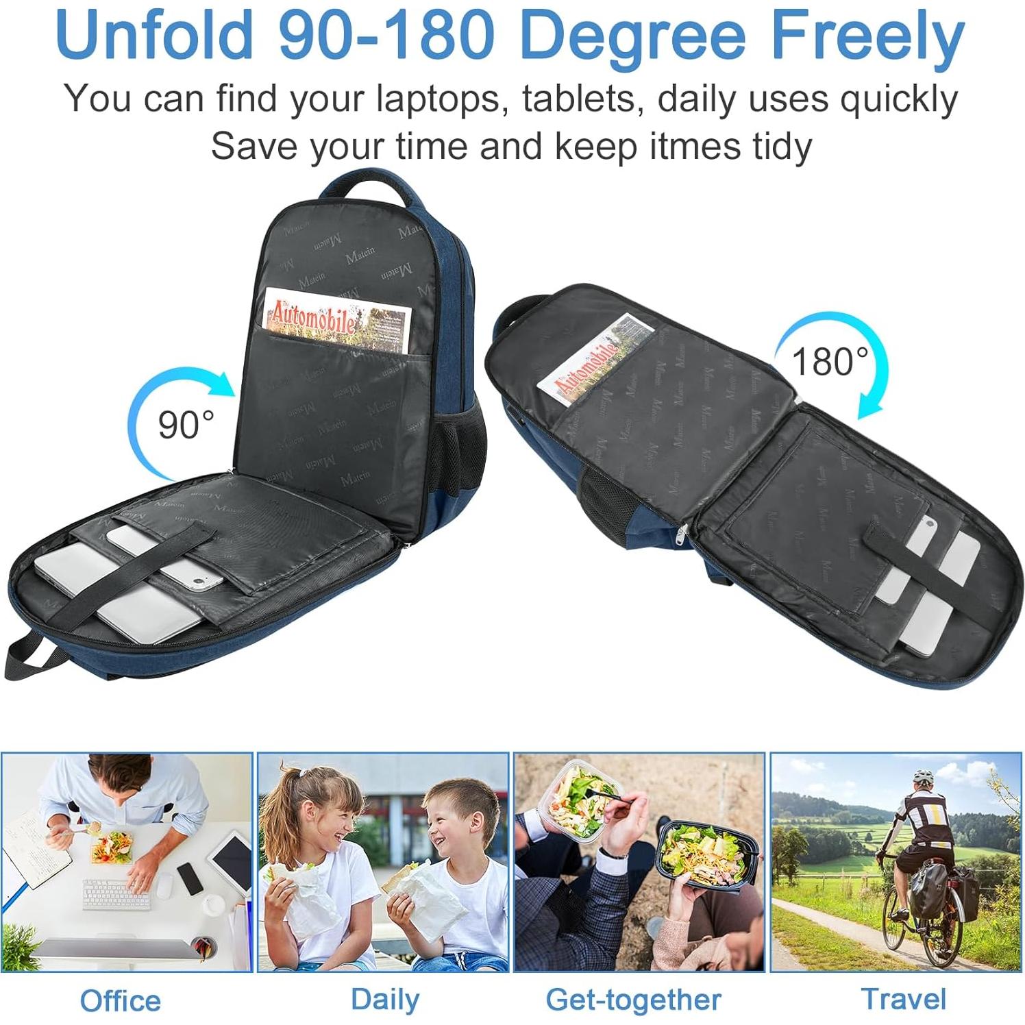 Mochila MATEIN 17" para Laptop y Almuerzo Aislado Azul