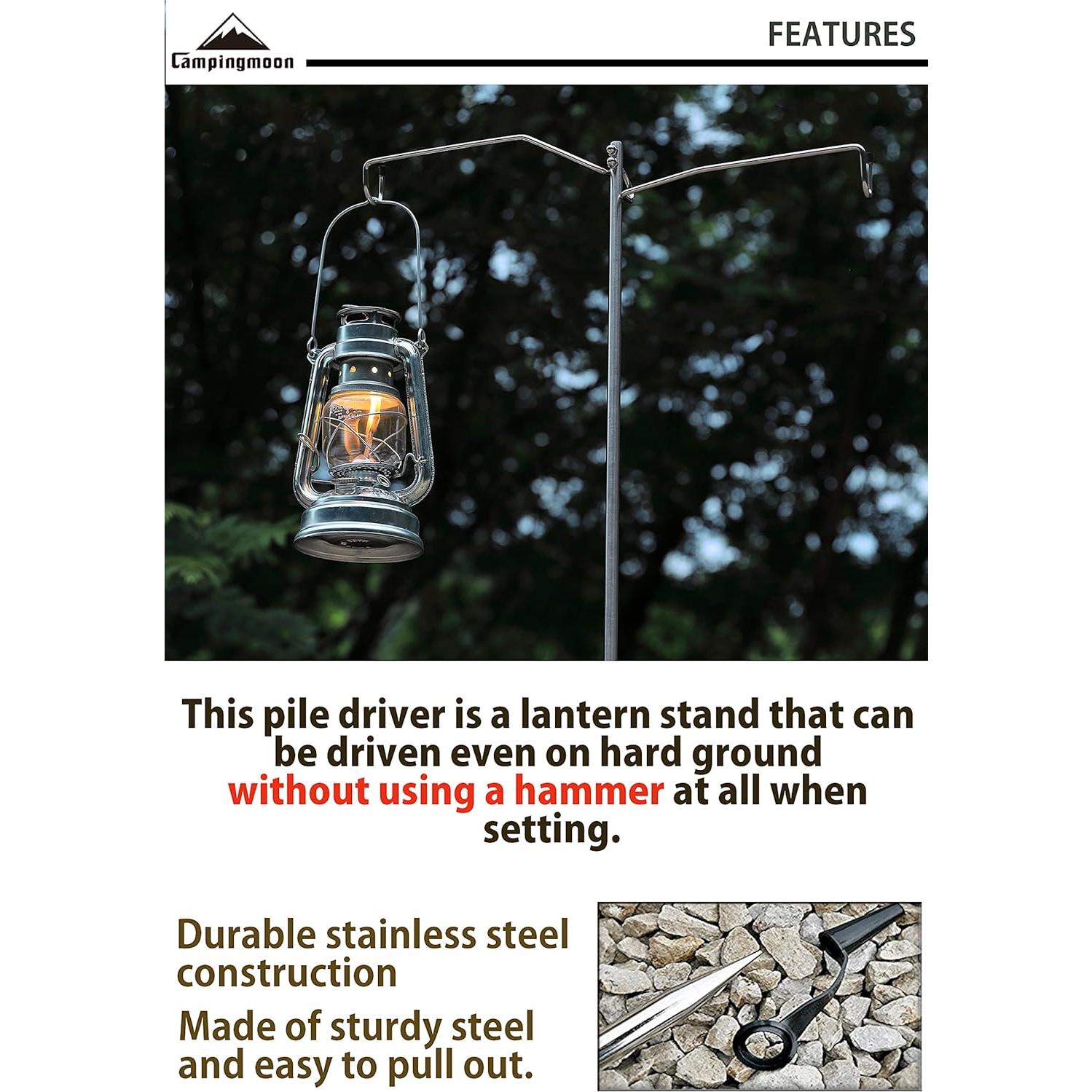 Soporte de Linterna Camping Moon D-240 Acero Inoxidable Ajustable