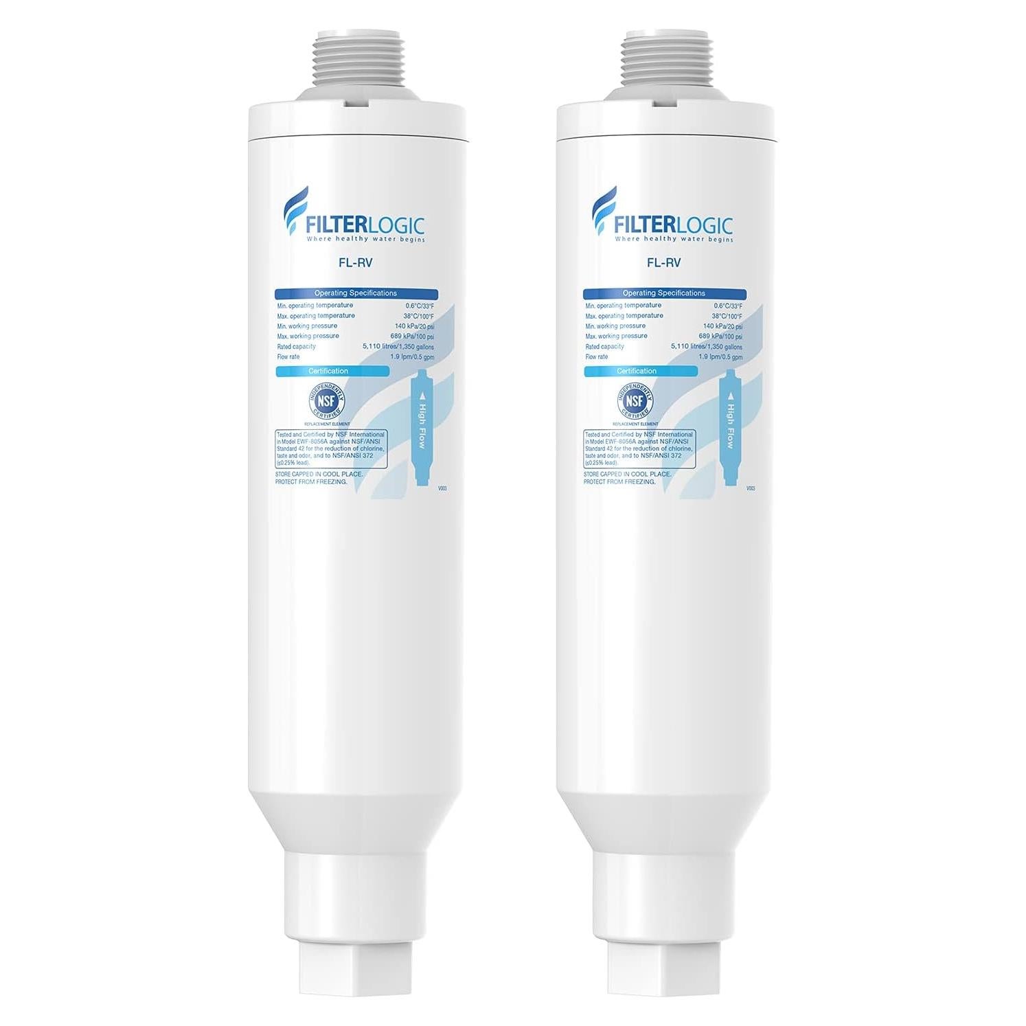 Filtro de agua en línea Filterlogic FL-RV, 2 unidades, NSF