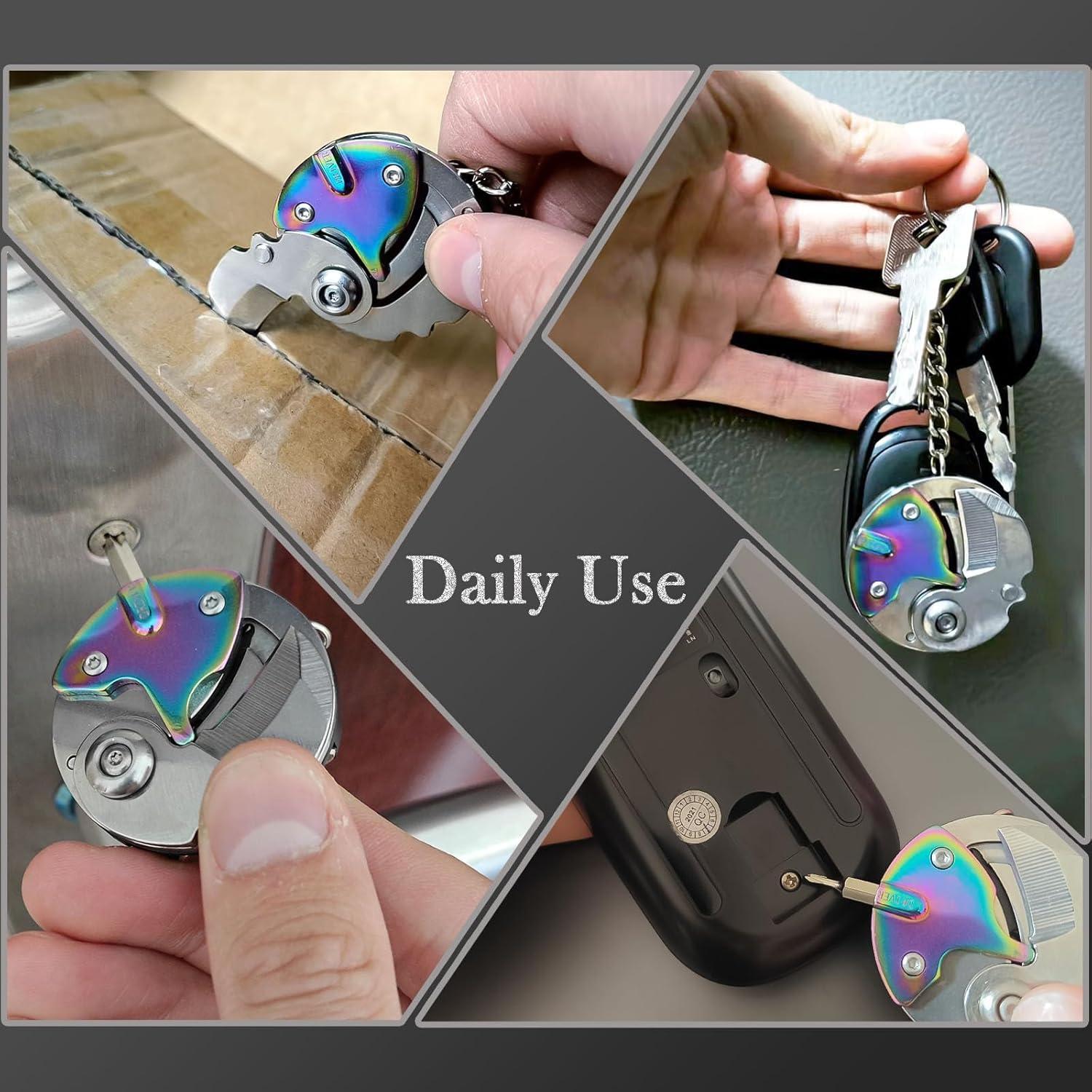 Cuchillo Plegable EDC Genérico Acero Inoxidable Arcoíris