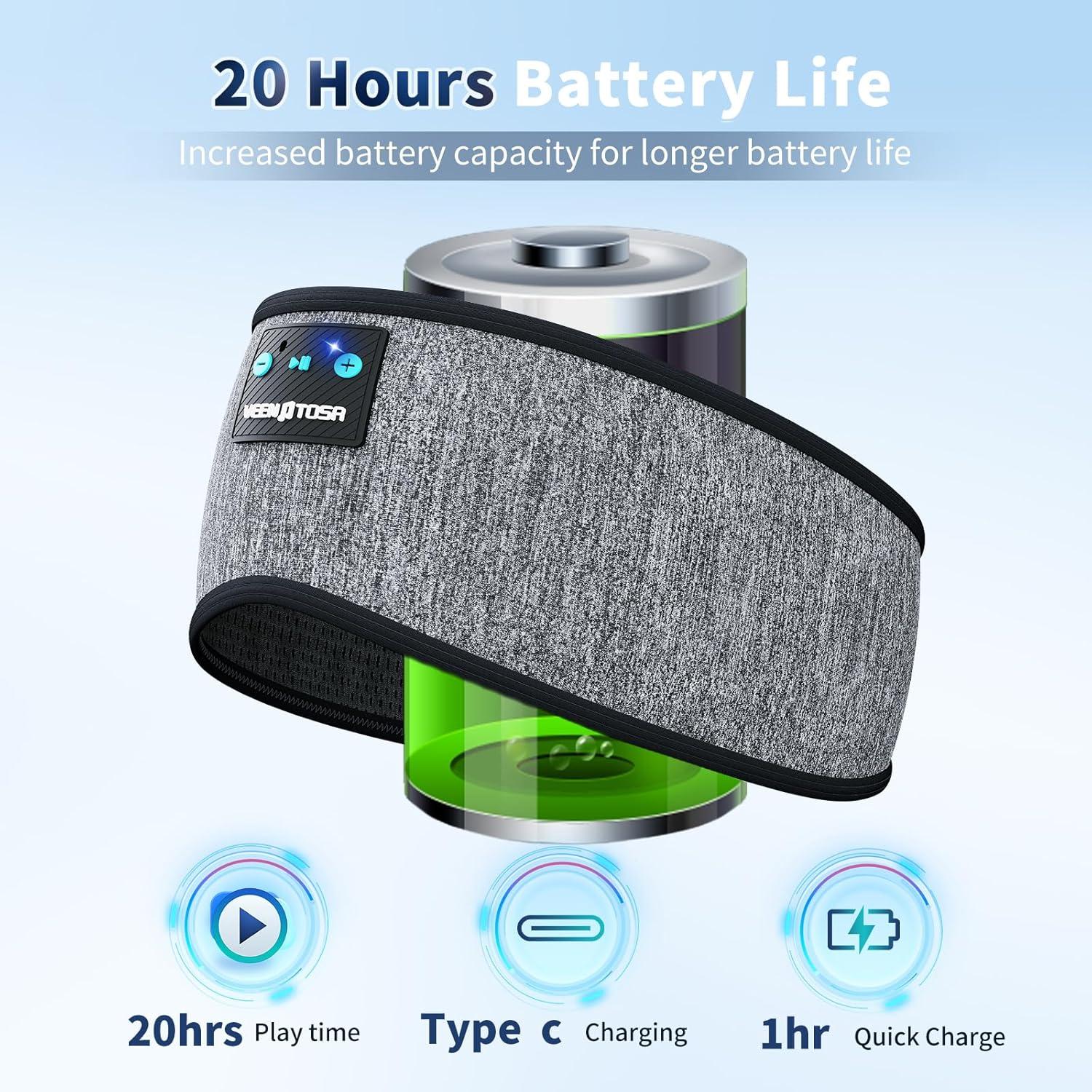 Auriculares para dormir Veeniitosr Oliver Bluetooth 20h Gris