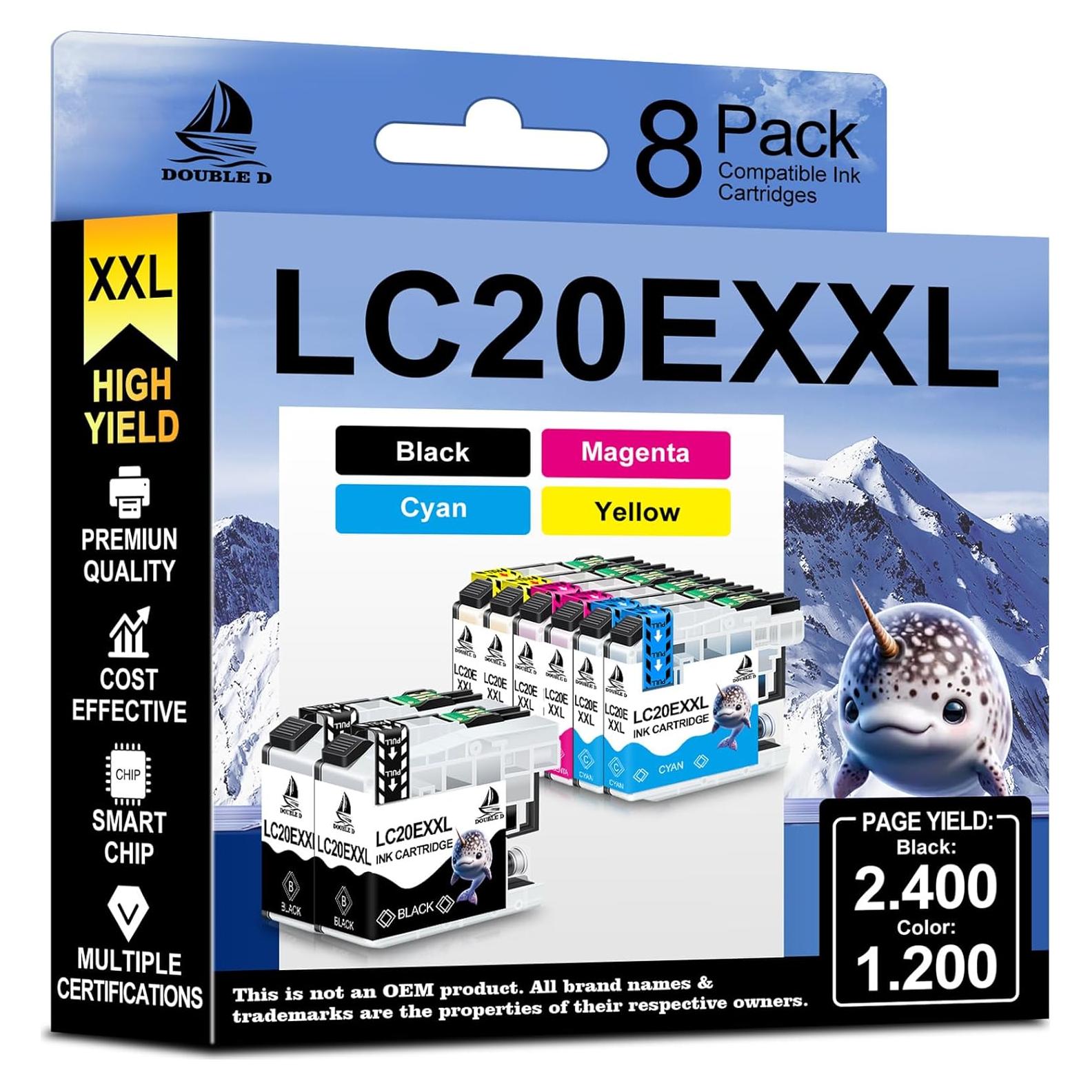 Cartuchos de Tinta Compatibles DOUBLE D LC20E - Paquete de 8