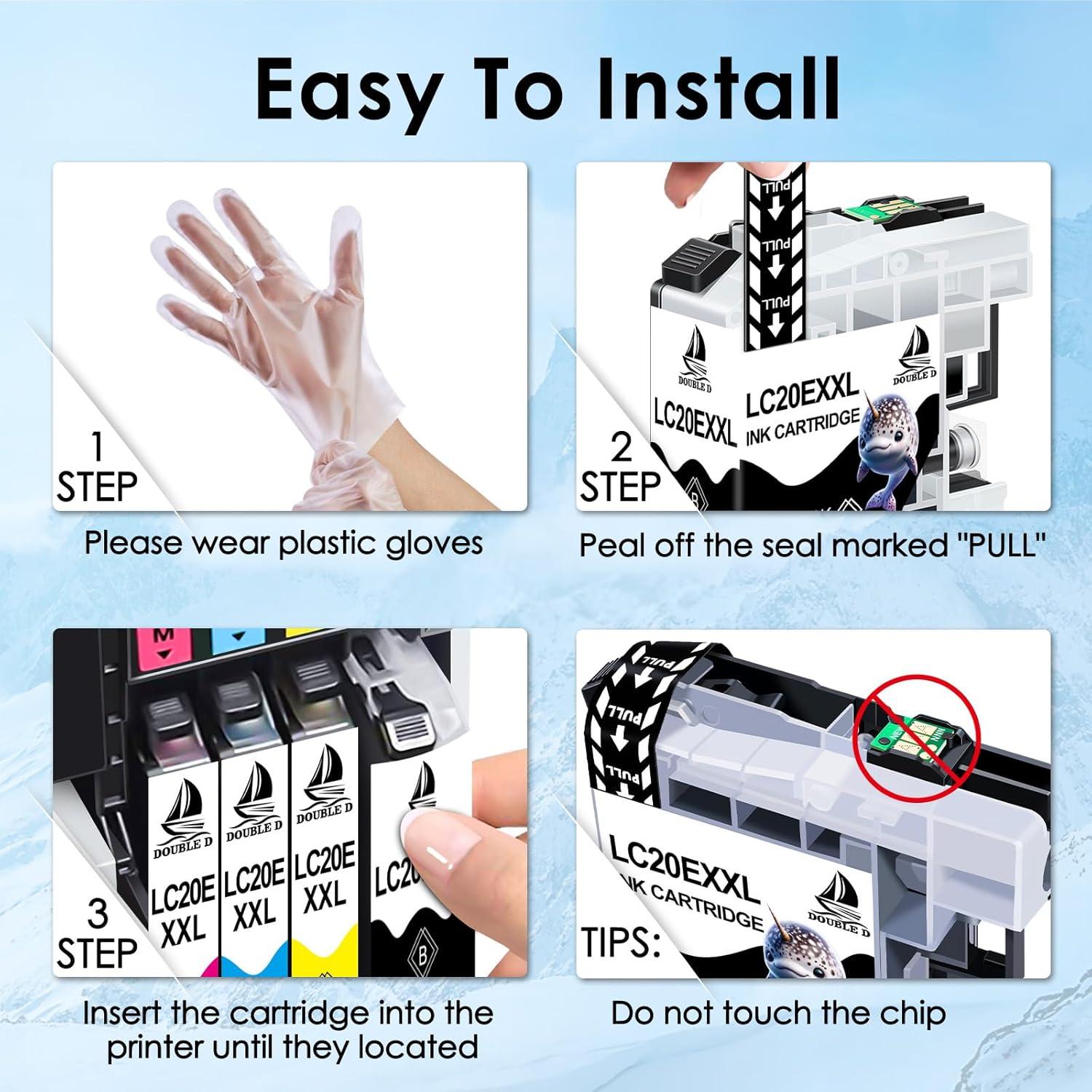 Cartuchos de Tinta Compatibles DOUBLE D LC20E - Paquete de 8