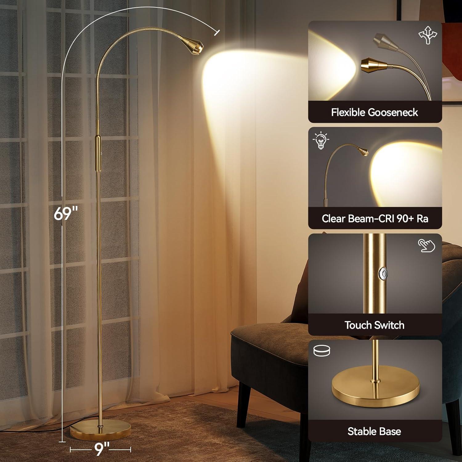 Lámpara de Piso LED SUNMORY Ajustable 175 cm Oro