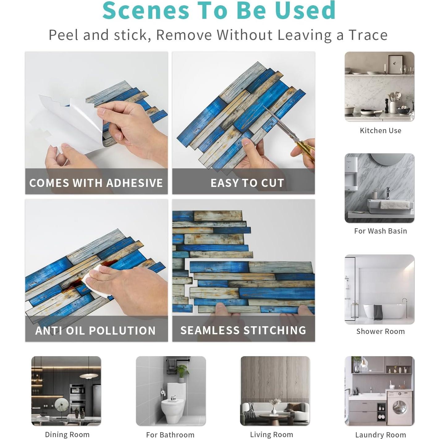 Azulejos autoadhesivos de vinilo Neonwink 25 piezas 24.6x12 cm