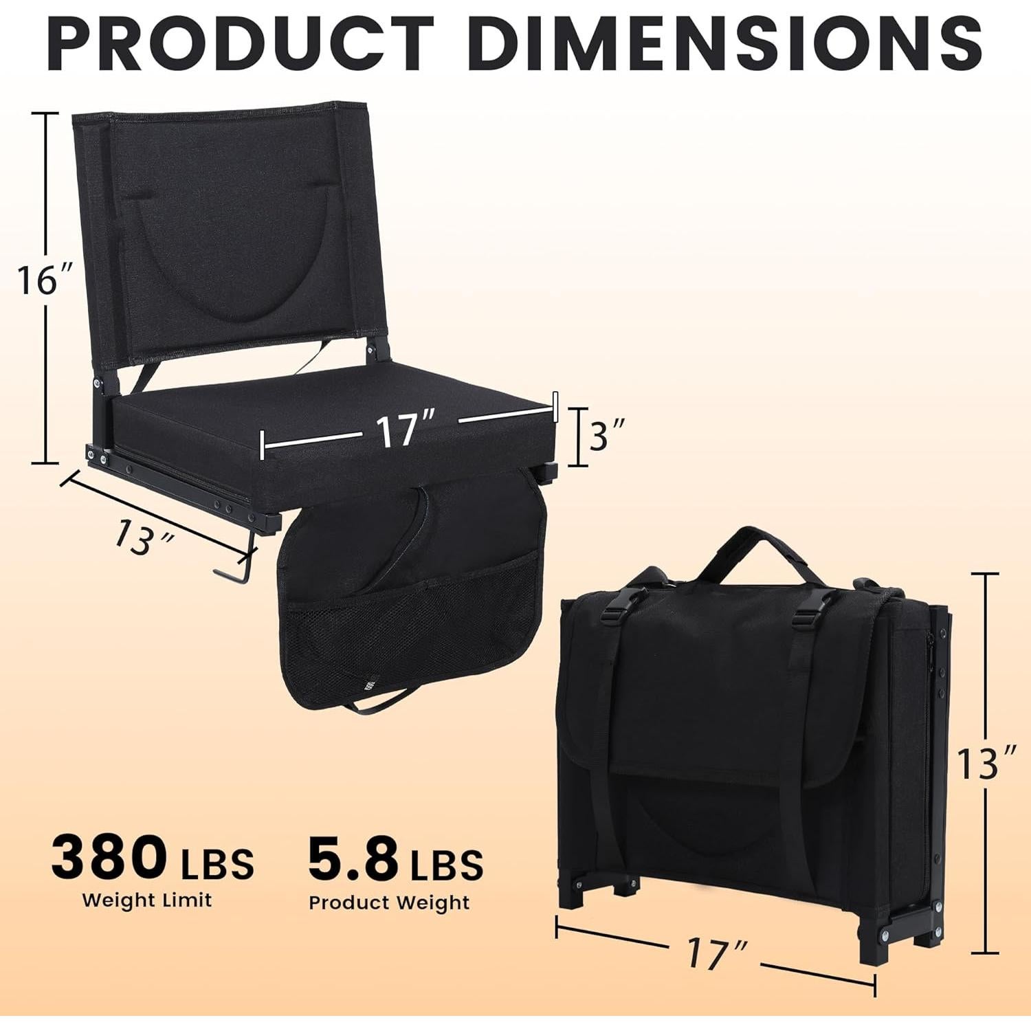 Silla de Estadio Calentada KROFEM Plegable Negra 150kg