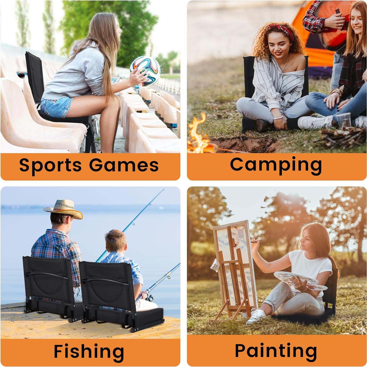 Silla de Estadio Calentada KROFEM Plegable Negra 150kg