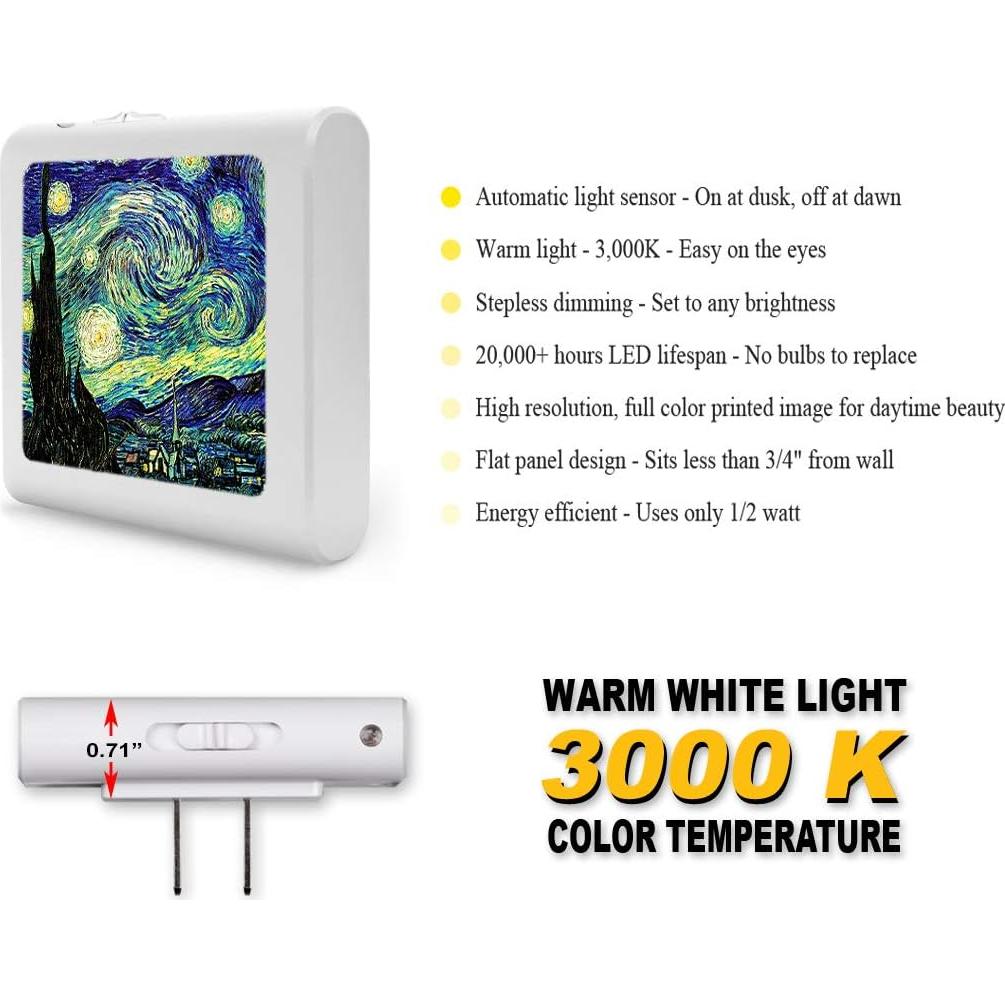 Luz Nocturna LED Art Plates Regulable con Sensor Automático