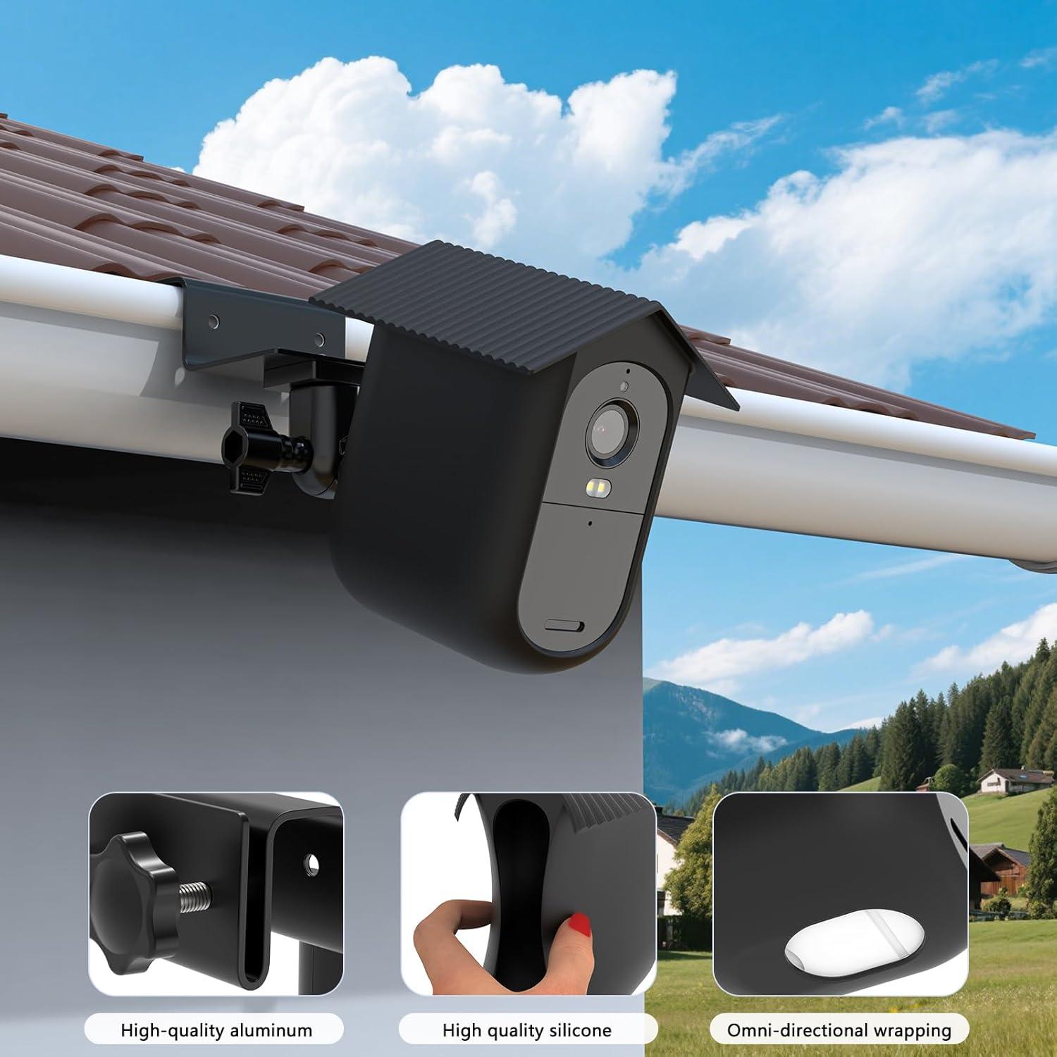 Soporte de canalón Holaca y funda silicona para Arlo Essential XL