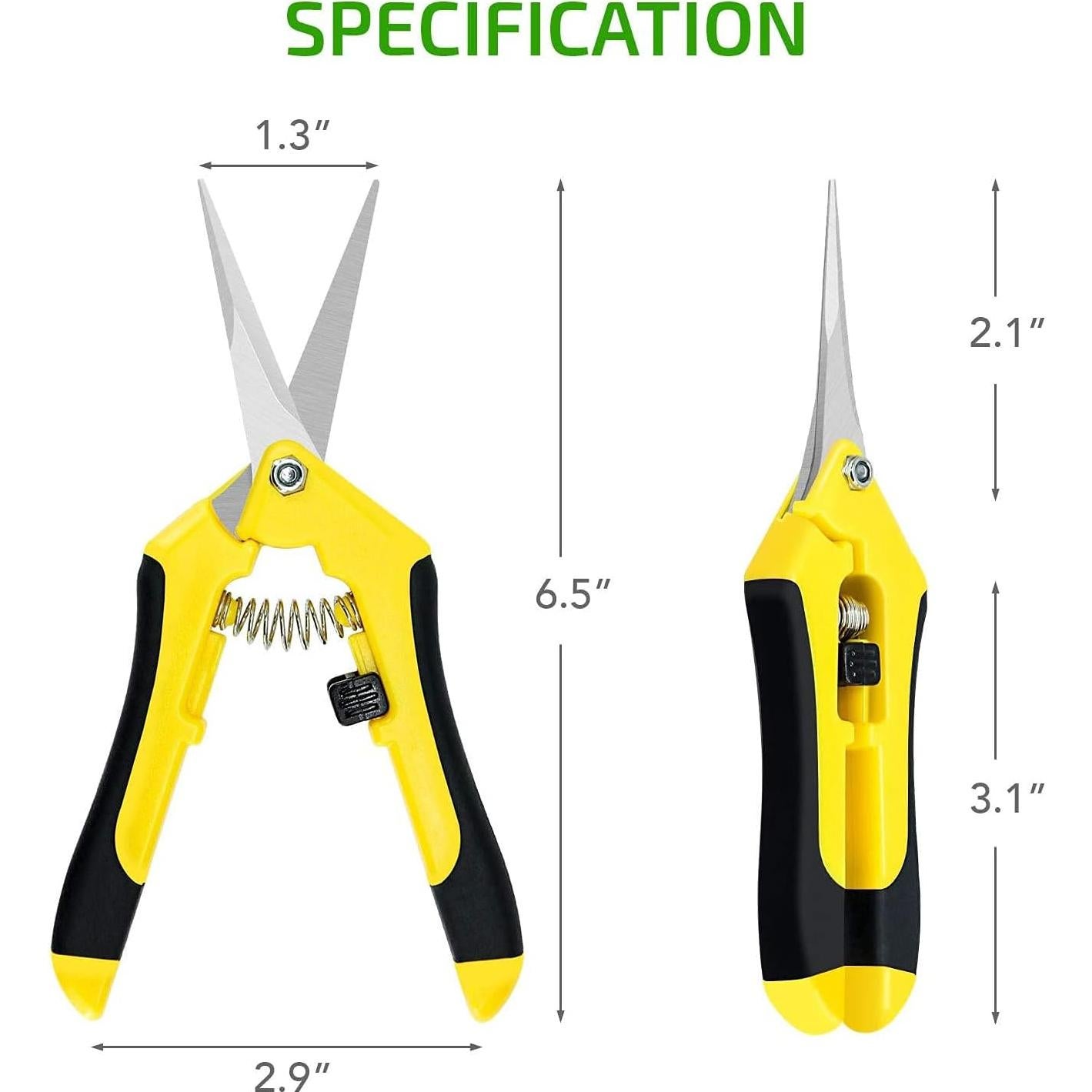Tijeras de Jardinería iPower 16.5 cm Acero Inoxidable Amarillo 3 Pzas